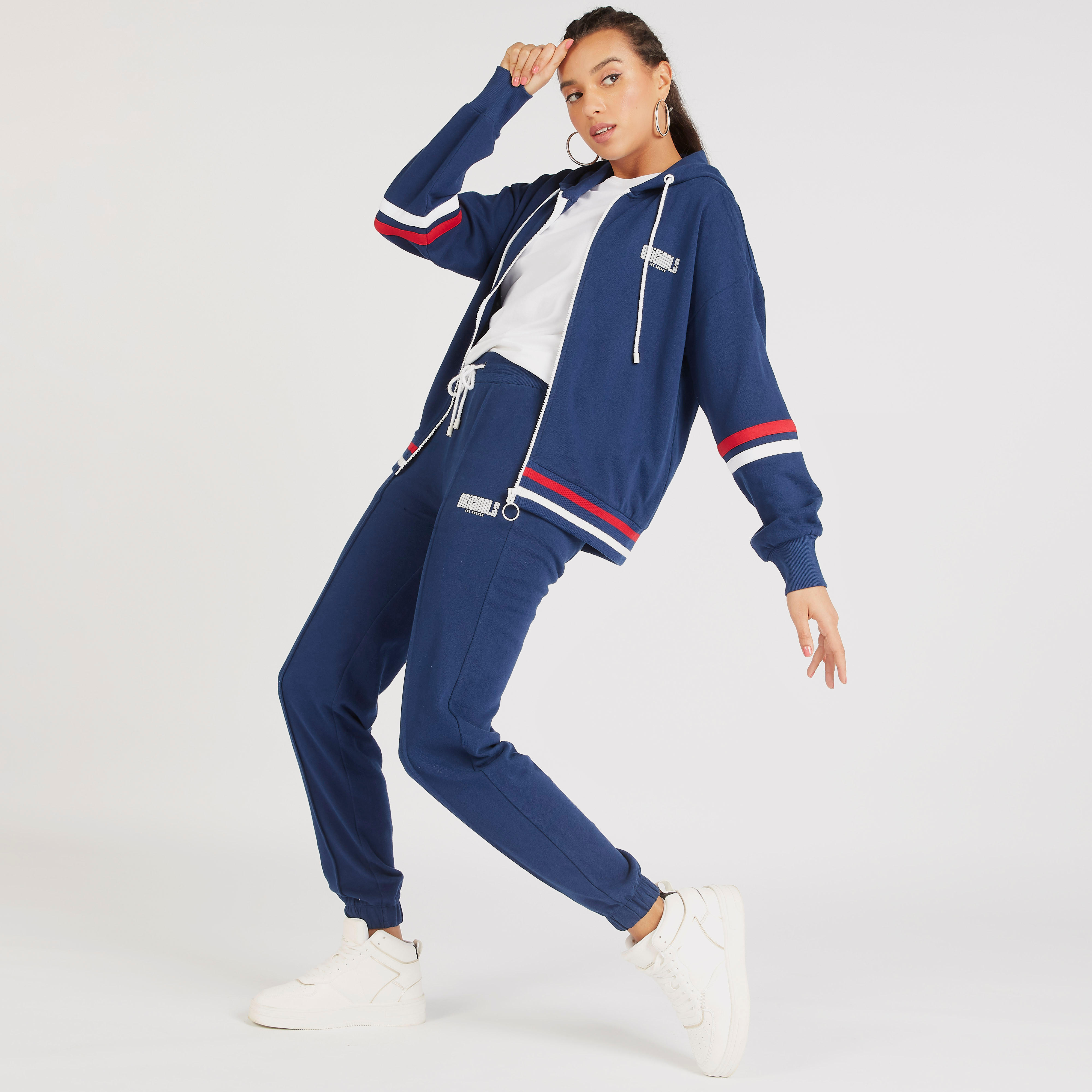Lee Cooper Solid Joggers with Drawstring Closure-women-clothing-bottoms-joggers-image-1