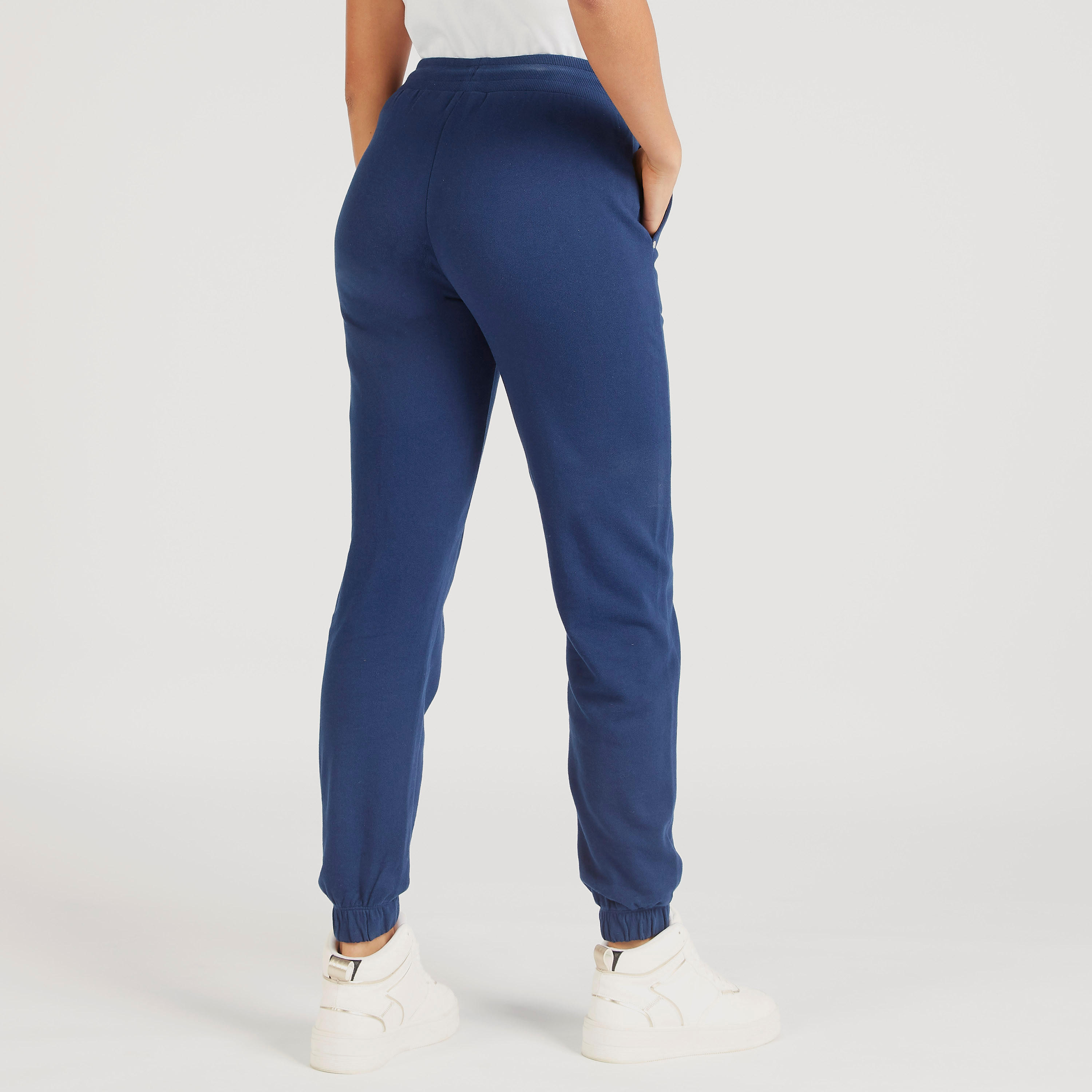 Lee Cooper Solid Joggers with Drawstring Closure-women-clothing-bottoms-joggers-image-4