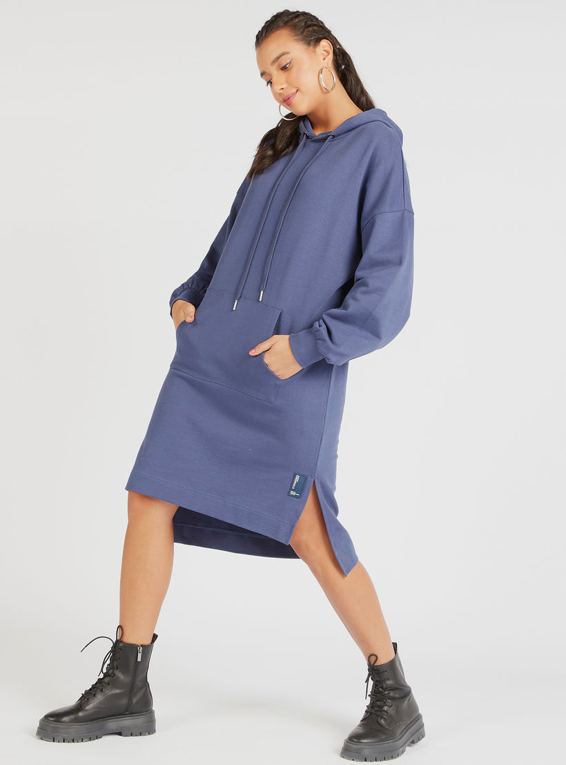 فستان بقبعة وفتحة جانبية وأكمام طويلة من لي كوبر-women-winterwear-hoodiesandsweatshirts-hoodies-image-2