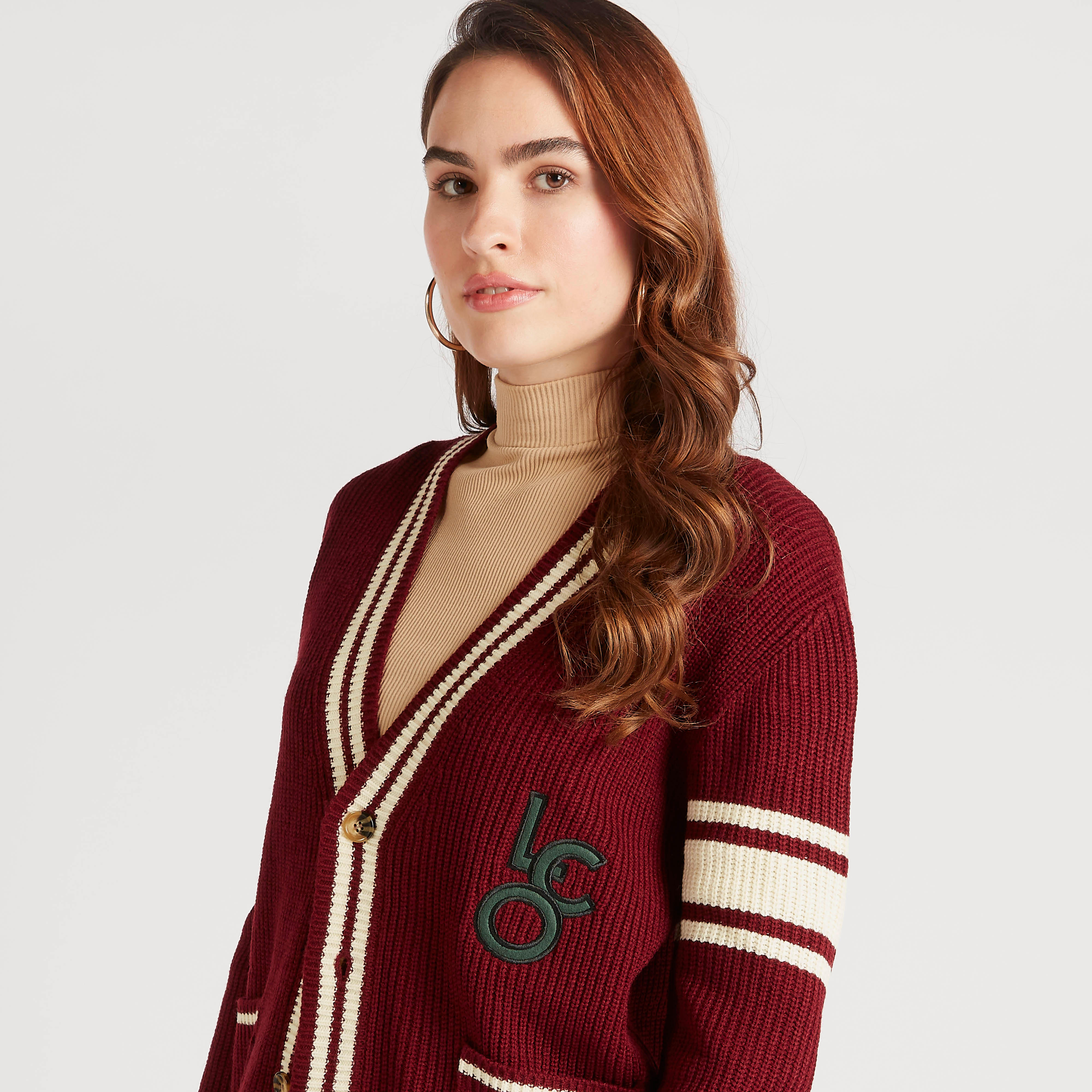 كارديجان بارز المملمس بياقة V وجيوب من لي كوبر-women-winterwear-cardigansandjumpers-cardigans-image-3