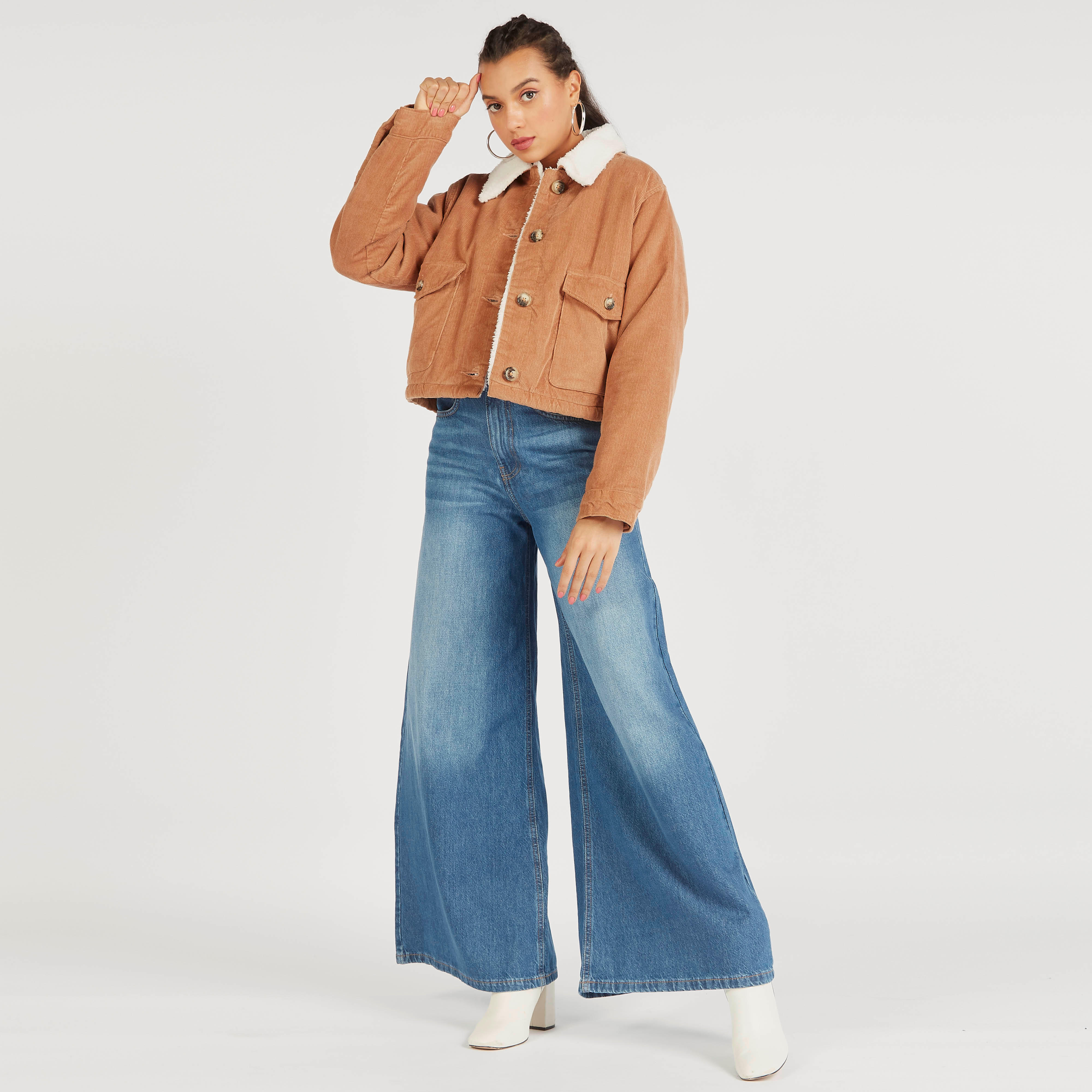 جاكيت بارز الملمس بأكمام طويلة وزر علوي من لي كوبر-women-winterwear-coatsandjackets-jackets-image-6