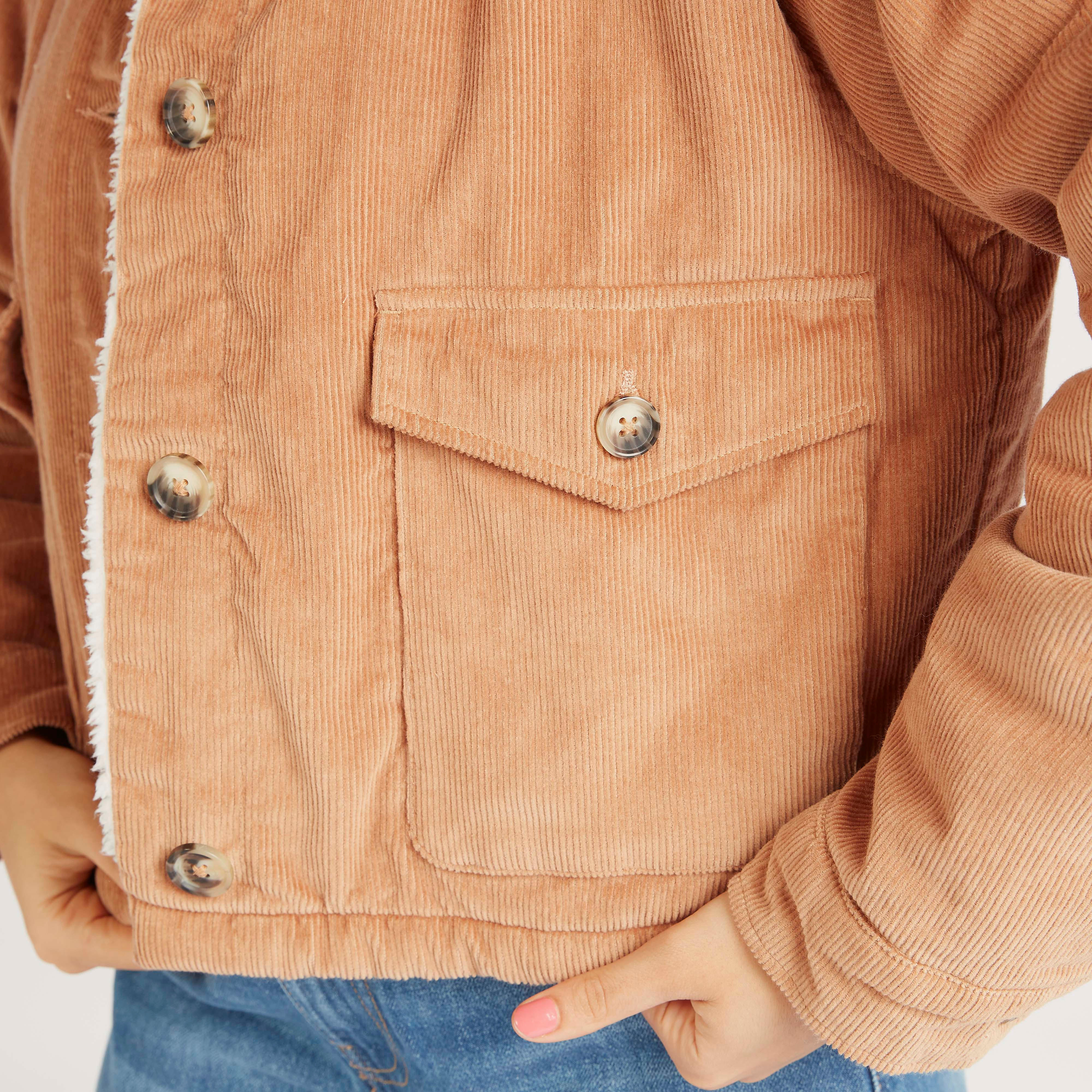جاكيت بارز الملمس بأكمام طويلة وزر علوي من لي كوبر-women-winterwear-coatsandjackets-jackets-image-2