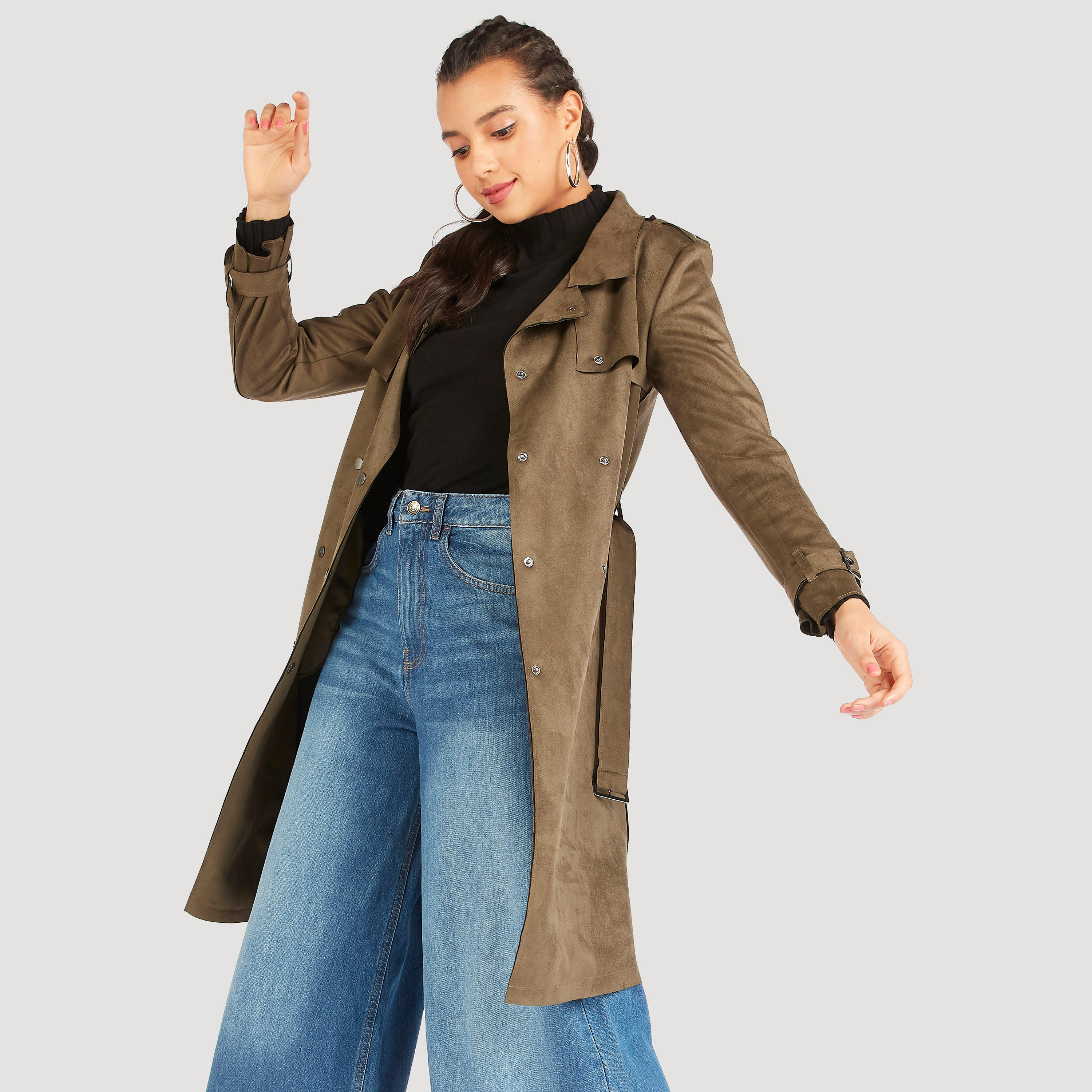 معطف بارز الملمس بأكمام طويلة من لي كوبر-women-clothing-coatsandjackets-coats-image-1