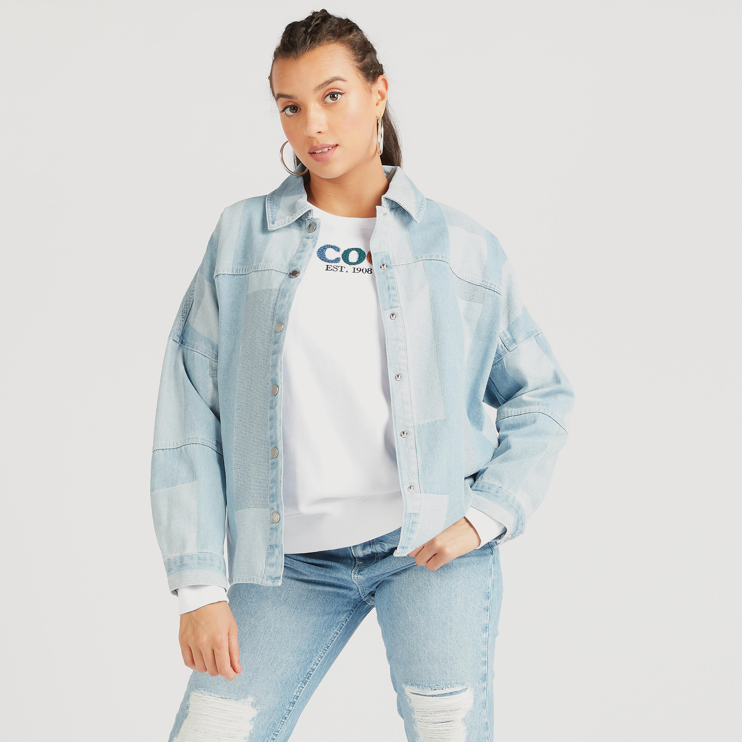 Lee Cooper Solid Shirt with Snap Button Closure-women-clothing-shirtsandblouses-shirts-image-6