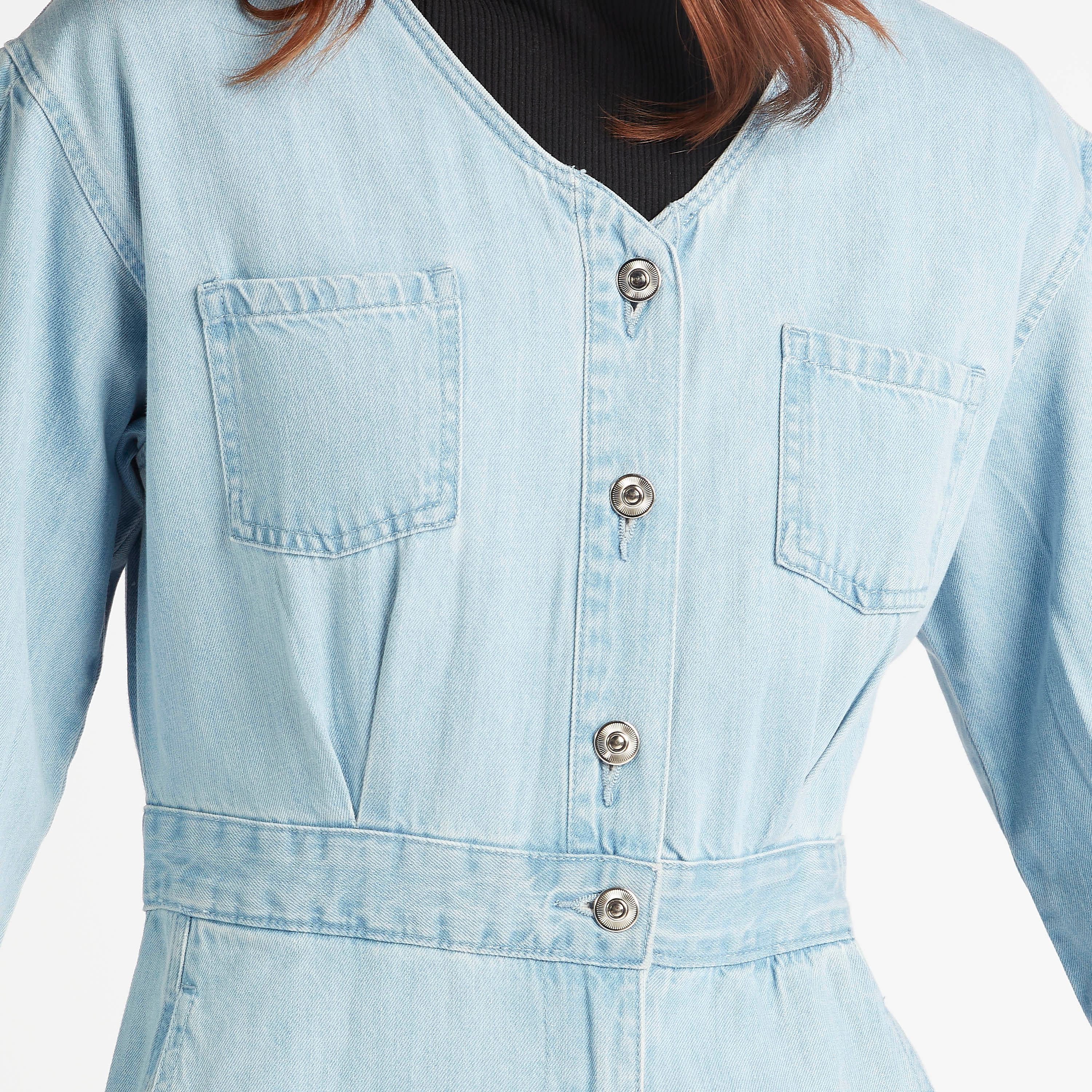 Lee Cooper Solid Jumpsuit with Pockets and Button Closure-women-clothing-jumpsuits-image-3