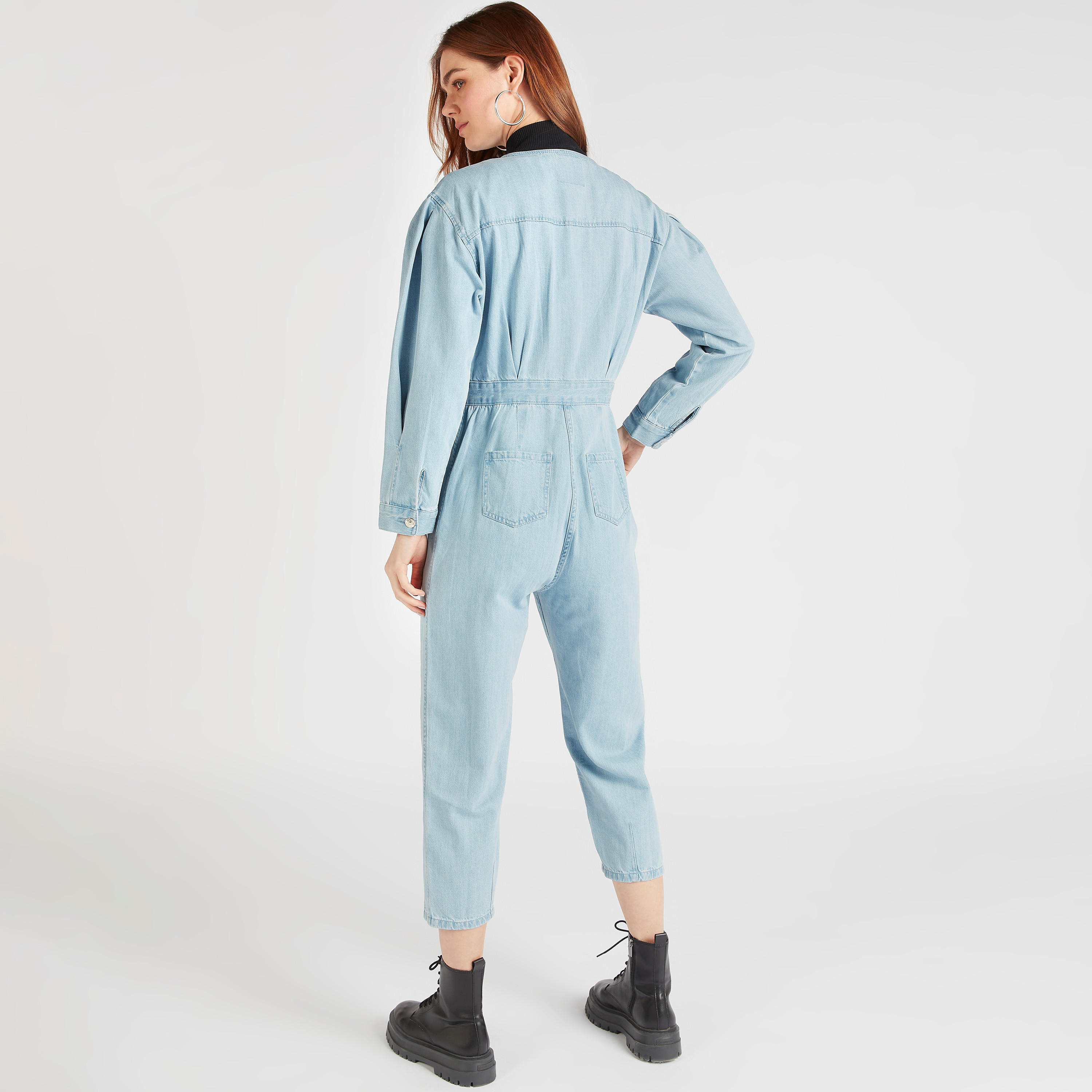 Lee Cooper Solid Jumpsuit with Pockets and Button Closure-women-clothing-jumpsuits-image-4