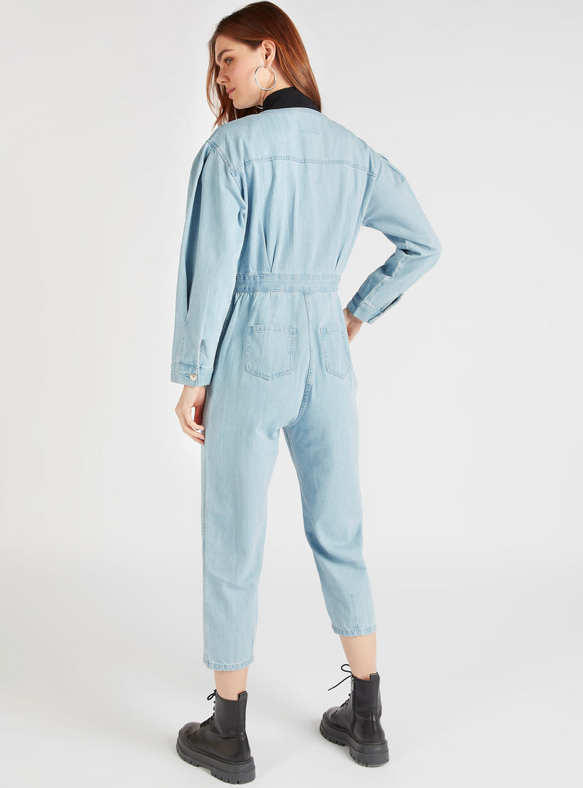 Lee Cooper Solid Jumpsuit with Pockets and Button Closure-women-clothing-jumpsuits-image-4