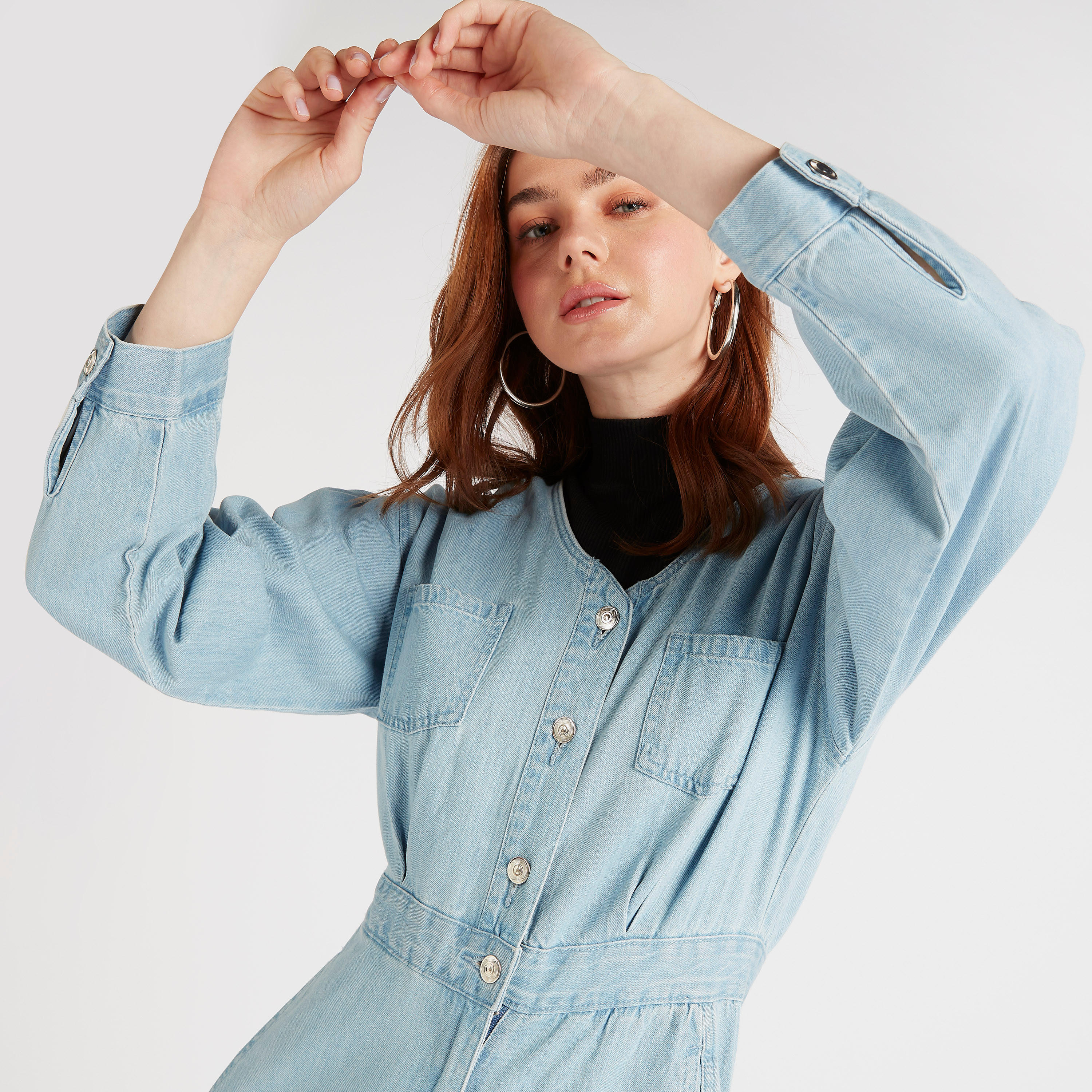 Lee Cooper Solid Jumpsuit with Pockets and Button Closure-women-clothing-jumpsuits-image-5