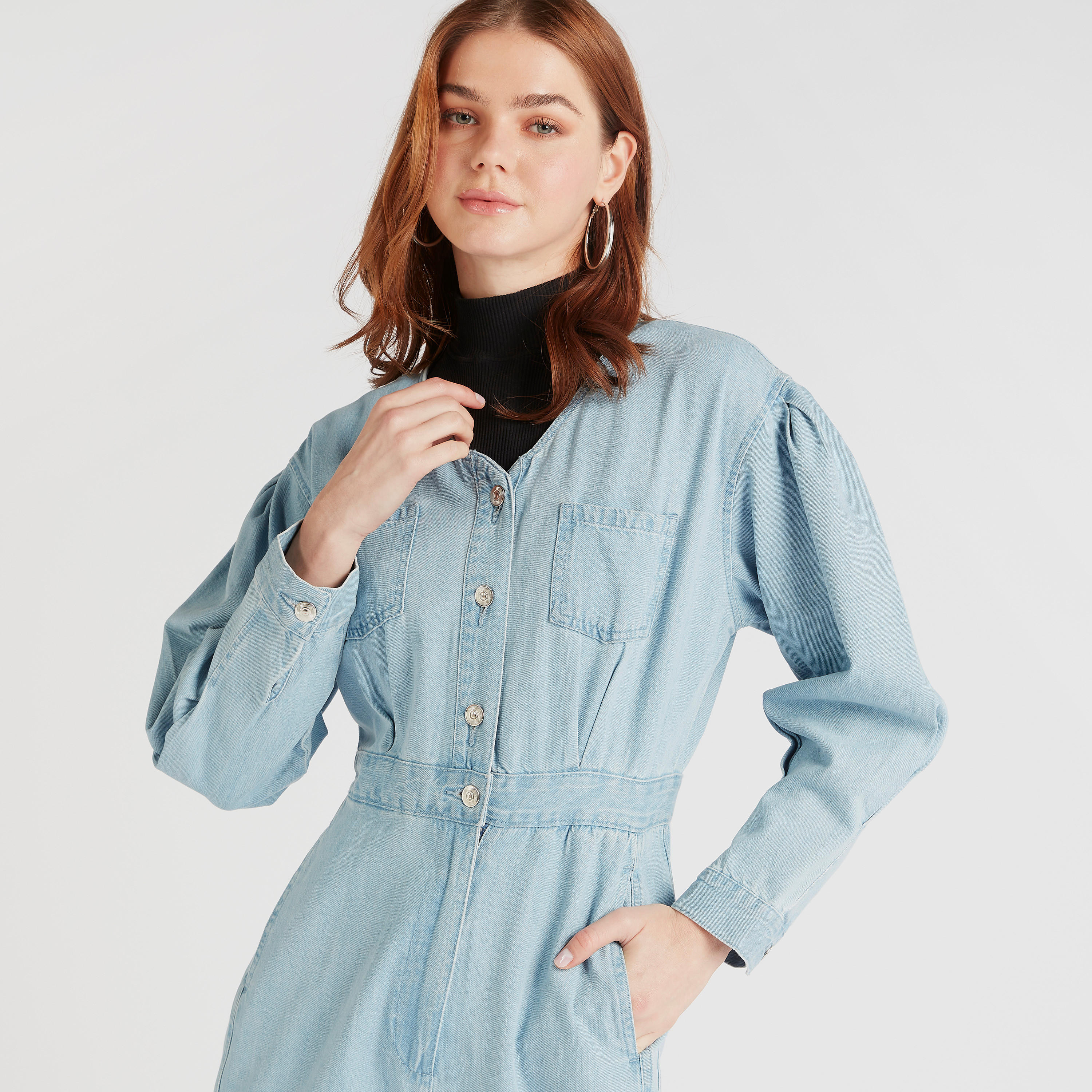 Lee Cooper Solid Jumpsuit with Pockets and Button Closure-women-clothing-jumpsuits-image-6