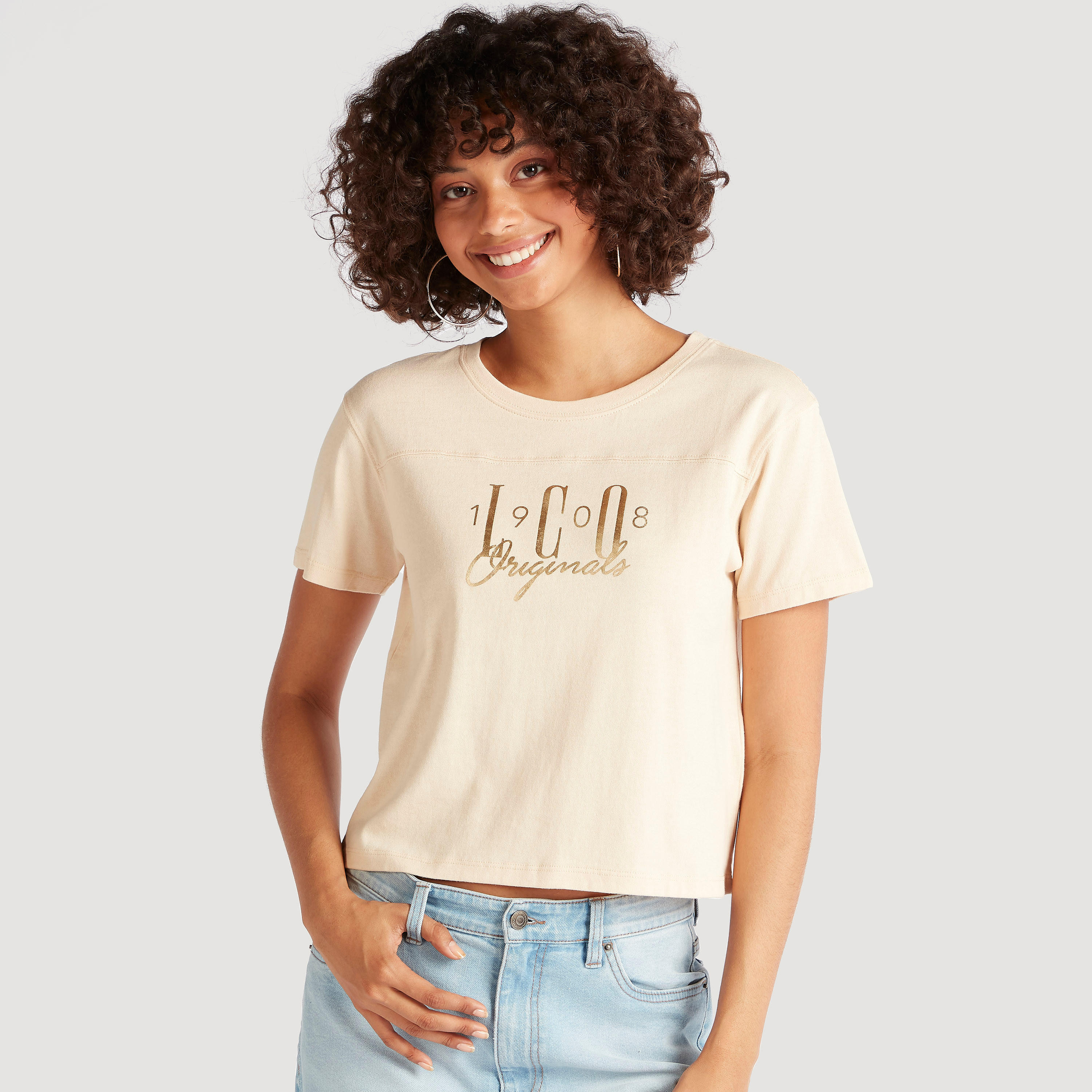 Lee Cooper Printed T-shirt with Crew Neck and Short Sleeves-women-clothing-tshirts-image-1