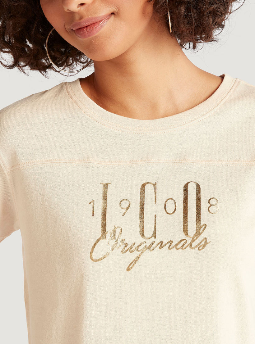 Lee Cooper Printed T-shirt with Crew Neck and Short Sleeves-women-clothing-tshirts-image-3