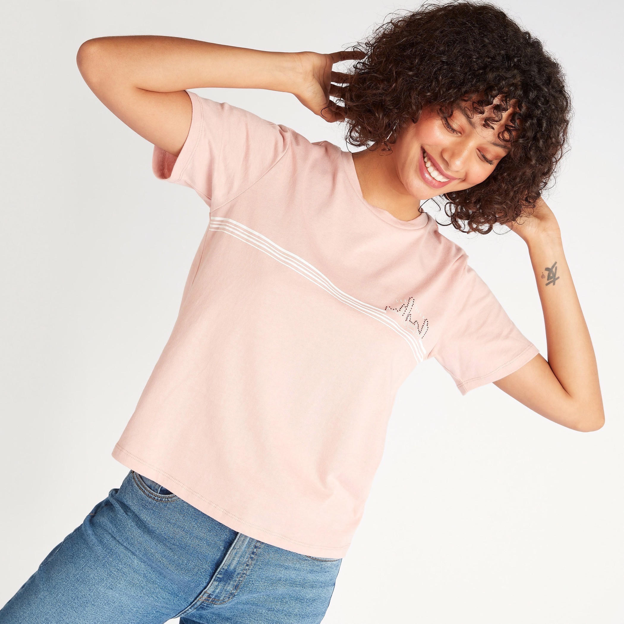 Lee Cooper Printed T-shirt with Crew Neck and Short Sleeves-women-clothing-tshirts-image-1