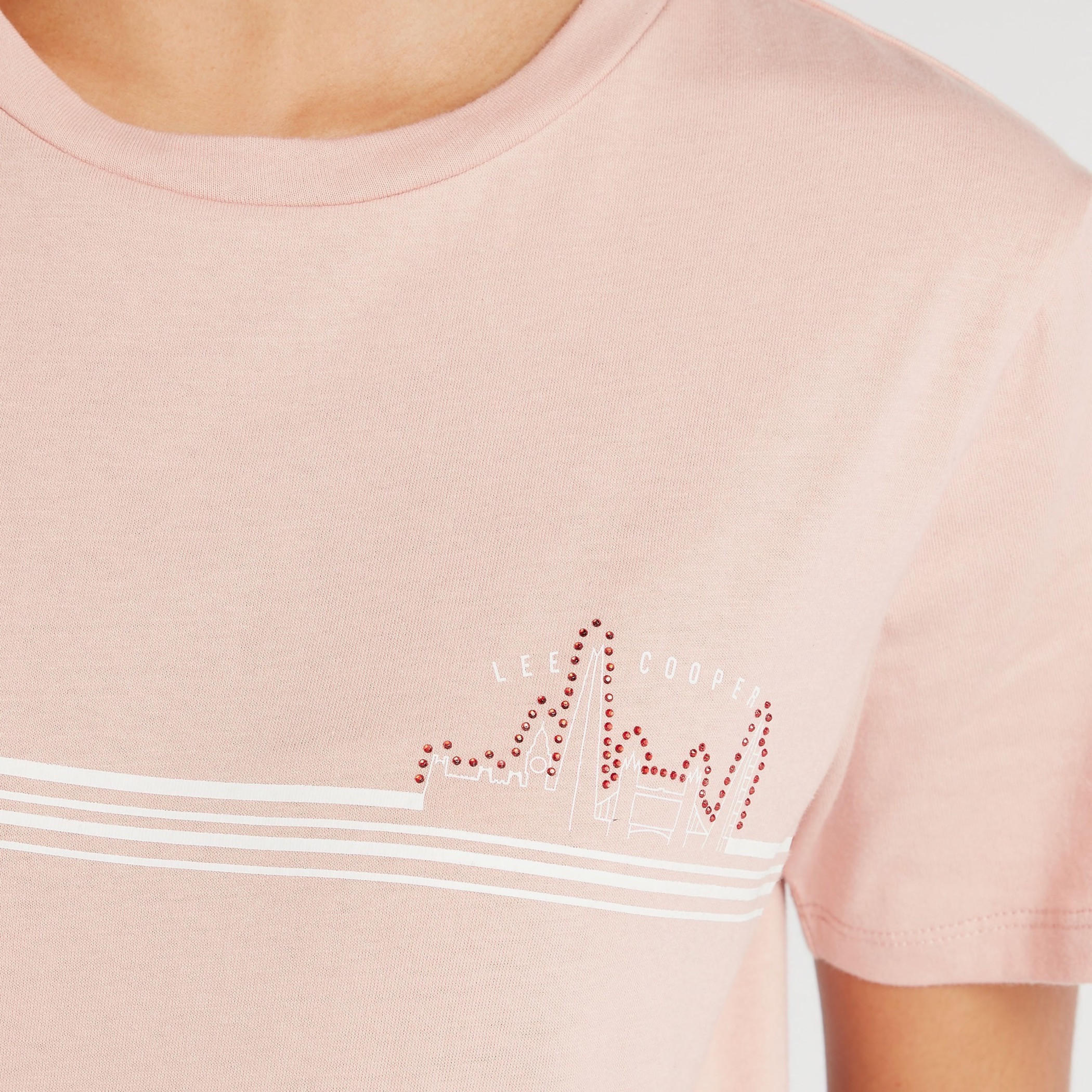 Lee Cooper Printed T-shirt with Crew Neck and Short Sleeves-women-clothing-tshirts-image-3