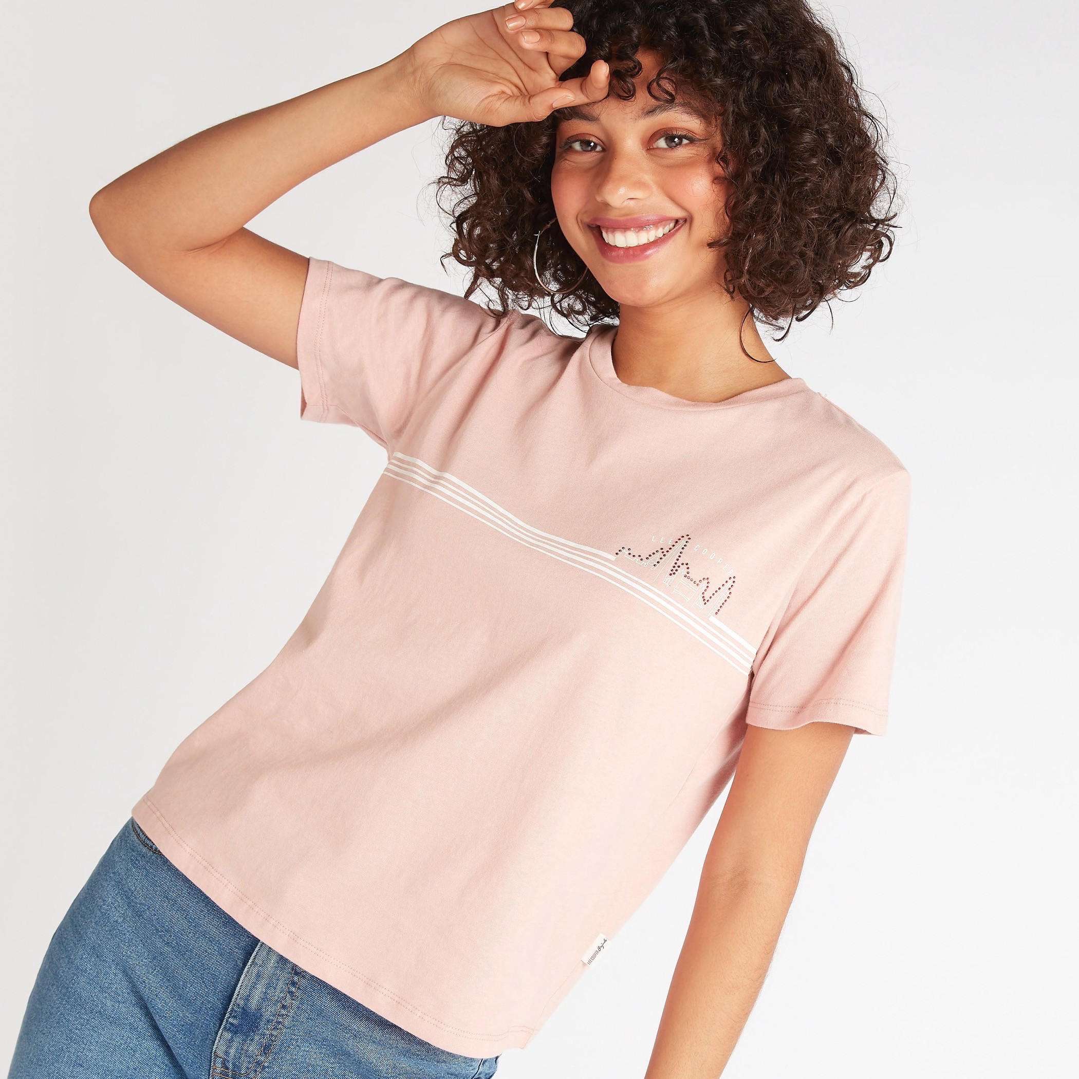 Lee Cooper Printed T-shirt with Crew Neck and Short Sleeves-women-clothing-tshirts-image-5