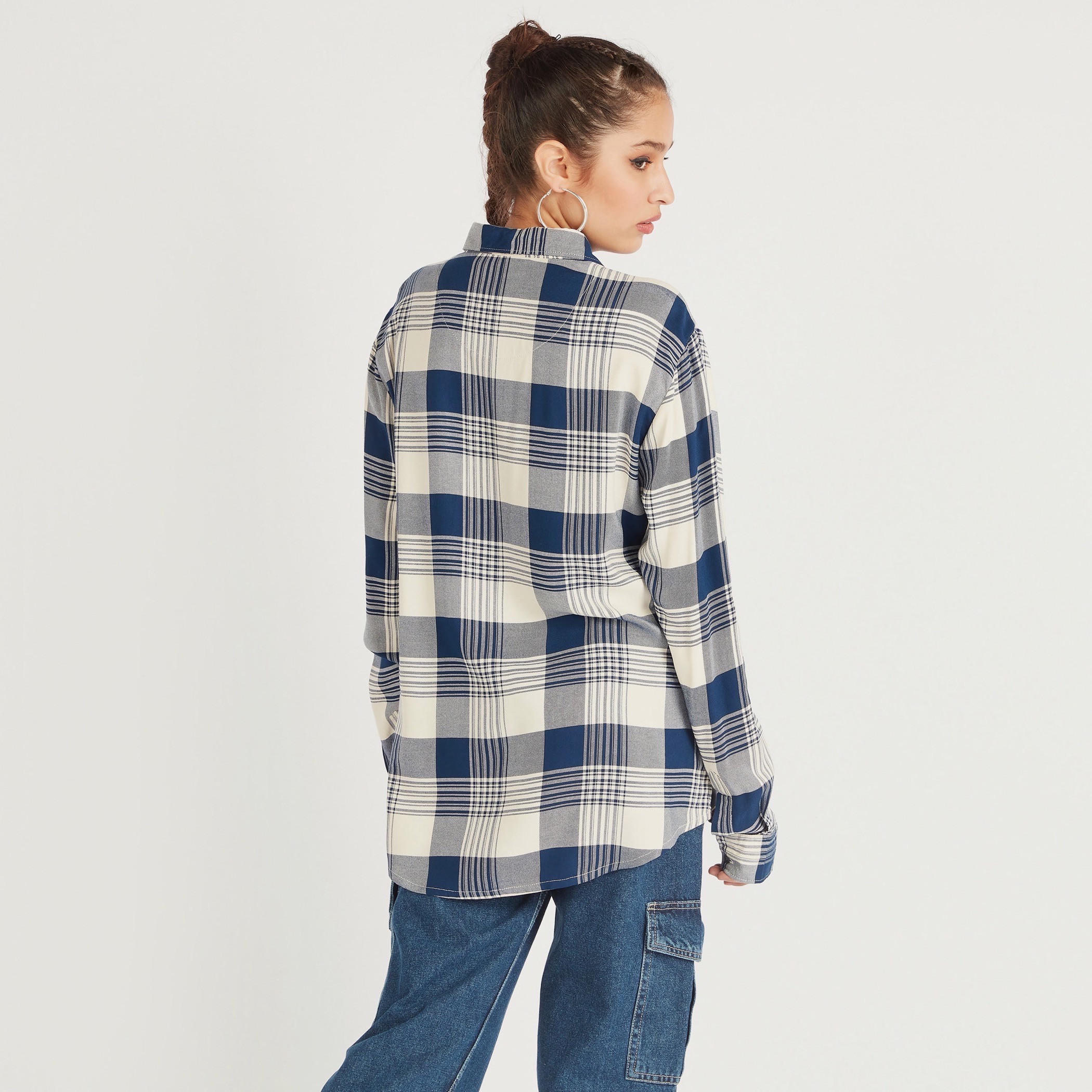 Lee Cooper Checked Shirt with Long Sleeves-women-clothing-shirtsandblouses-shirts-image-4