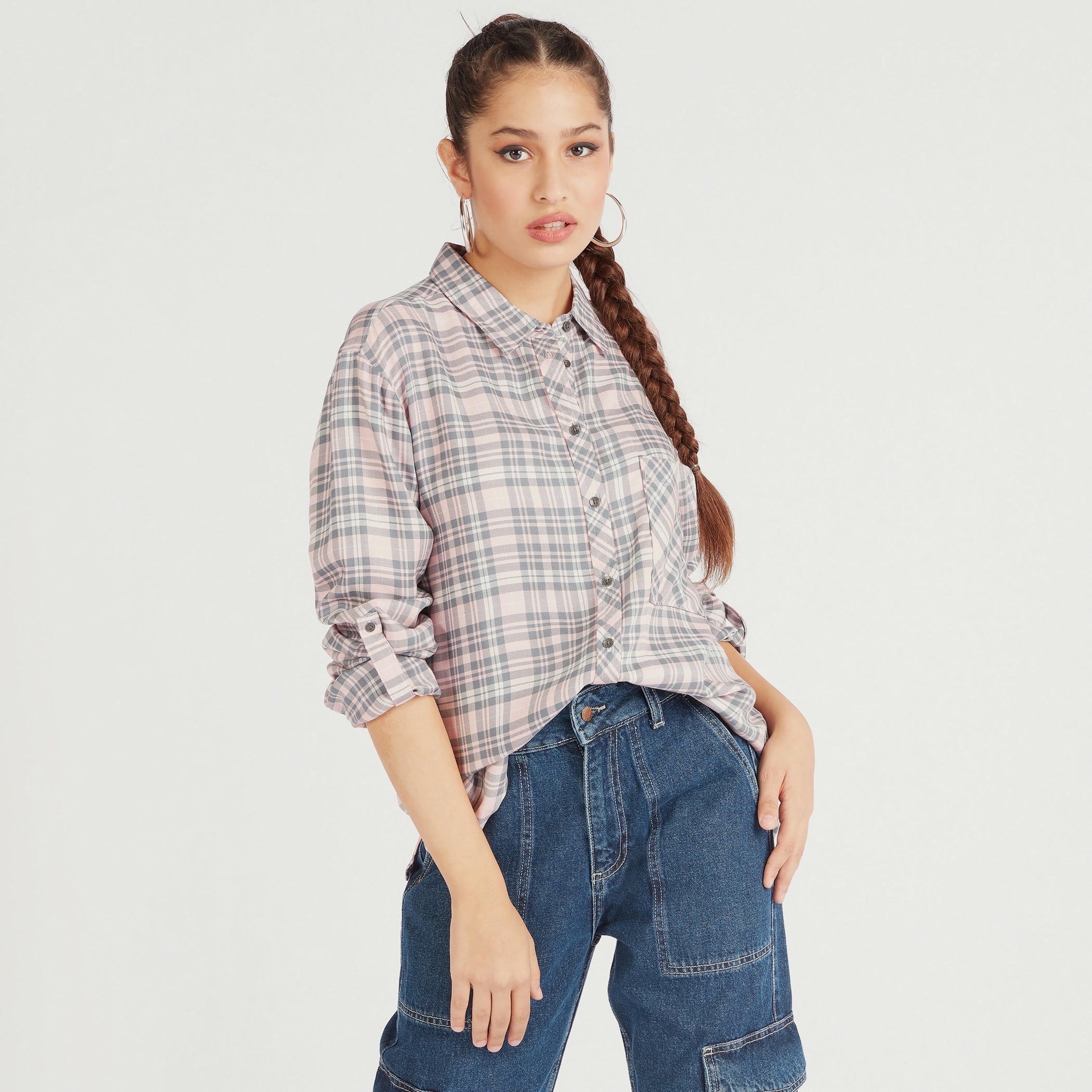 قميص مربّعات بأكمام طويلة من لي كوبر-women-clothing-shirtsandblouses-shirts-image-1