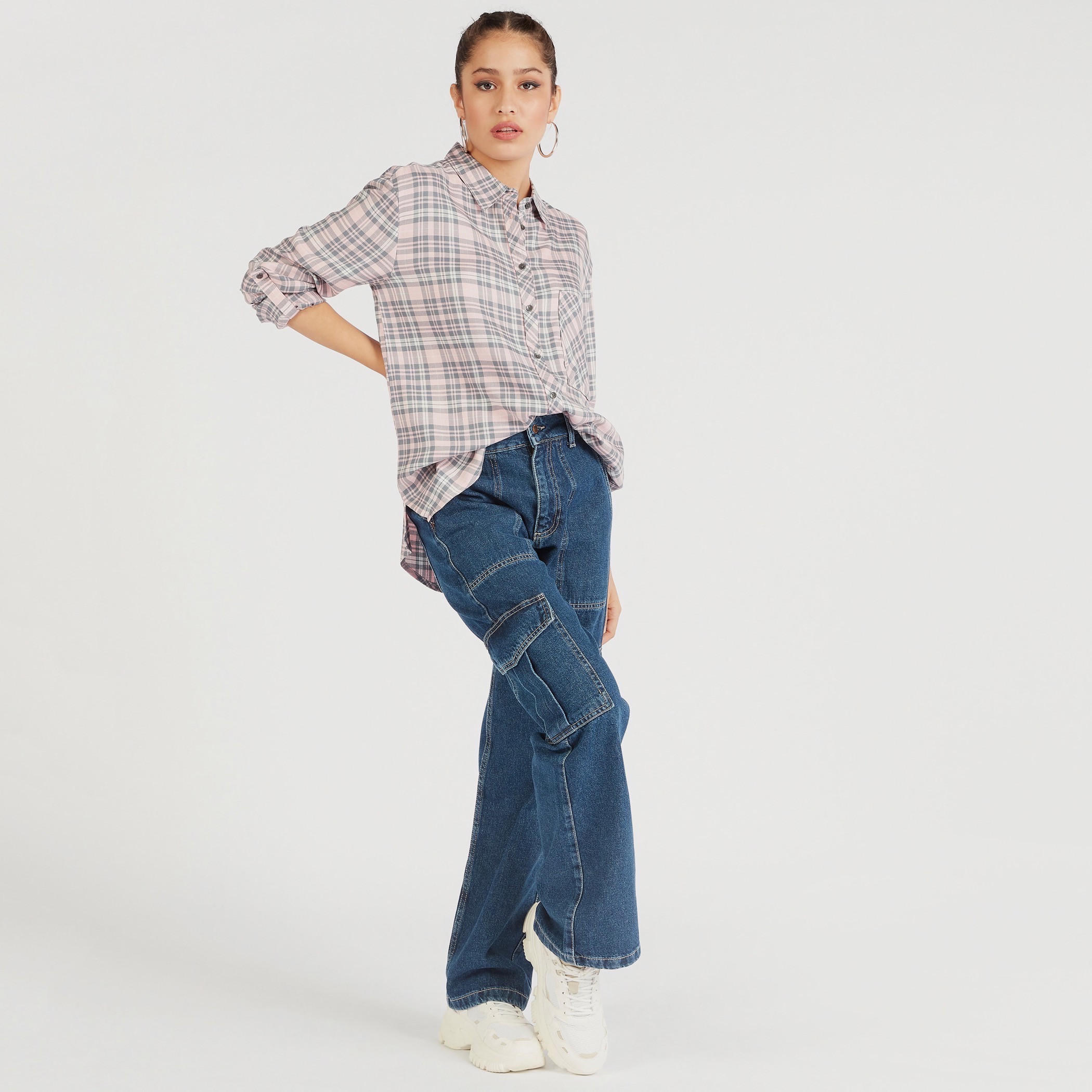 قميص مربّعات بأكمام طويلة من لي كوبر-women-clothing-shirtsandblouses-shirts-image-2