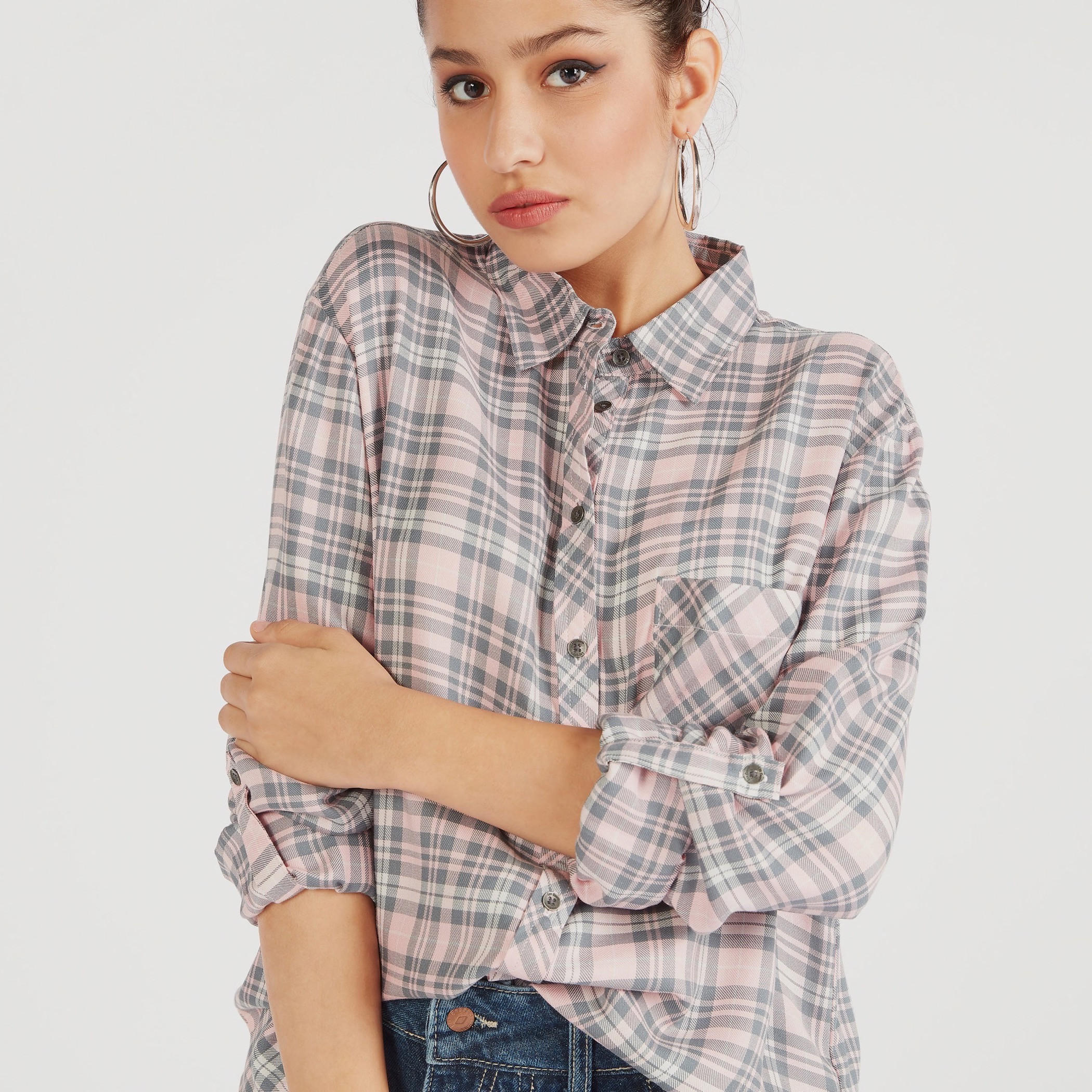 قميص مربّعات بأكمام طويلة من لي كوبر-women-clothing-shirtsandblouses-shirts-image-3