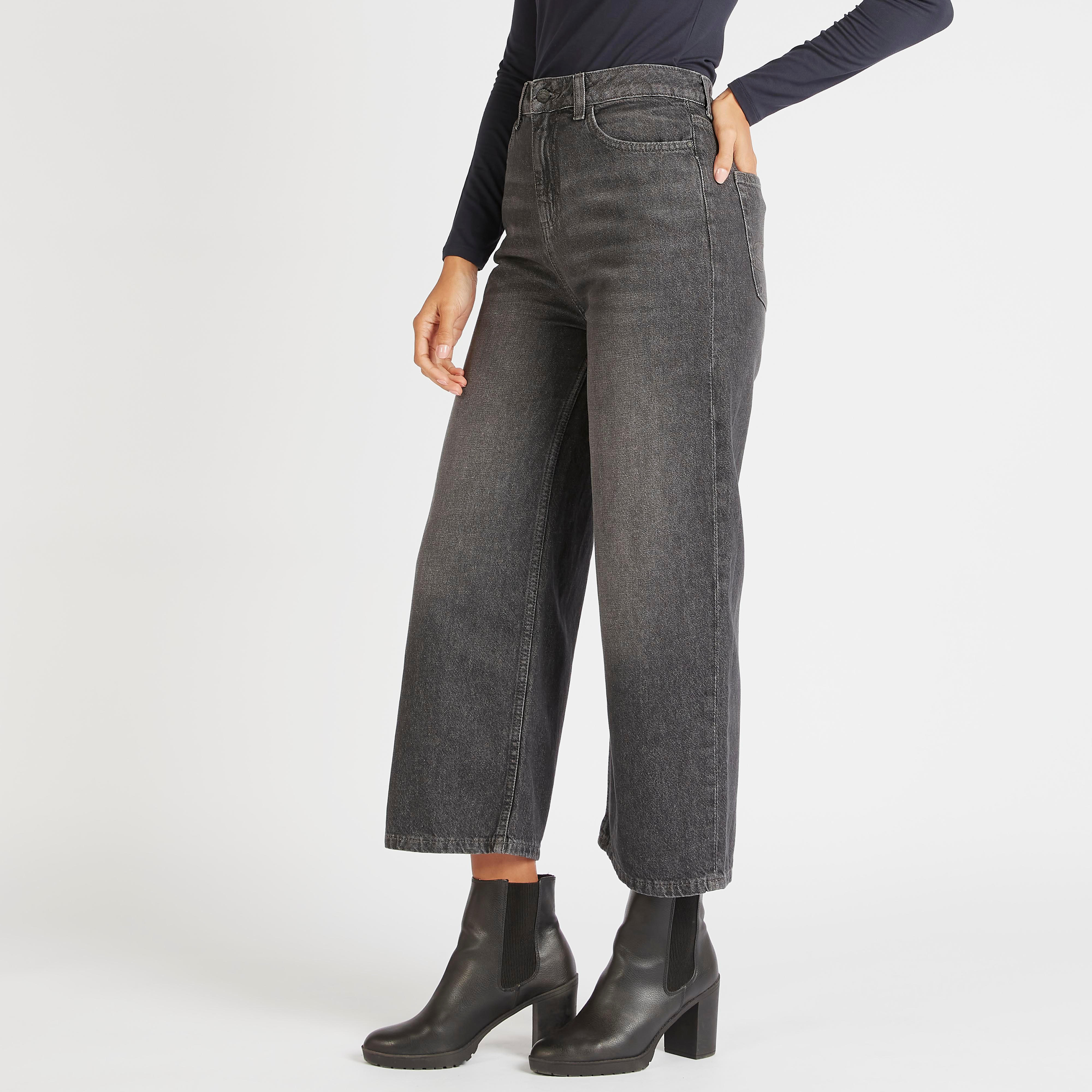 Lee Cooper Solid Straight Fit Denim Jeans with Pockets and Button Closure-women-clothing-bottoms-jeans-image-1