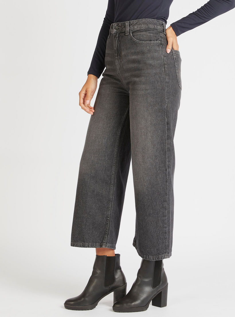 Lee Cooper Solid Straight Fit Denim Jeans with Pockets and Button Closure-women-clothing-bottoms-jeans-image-1