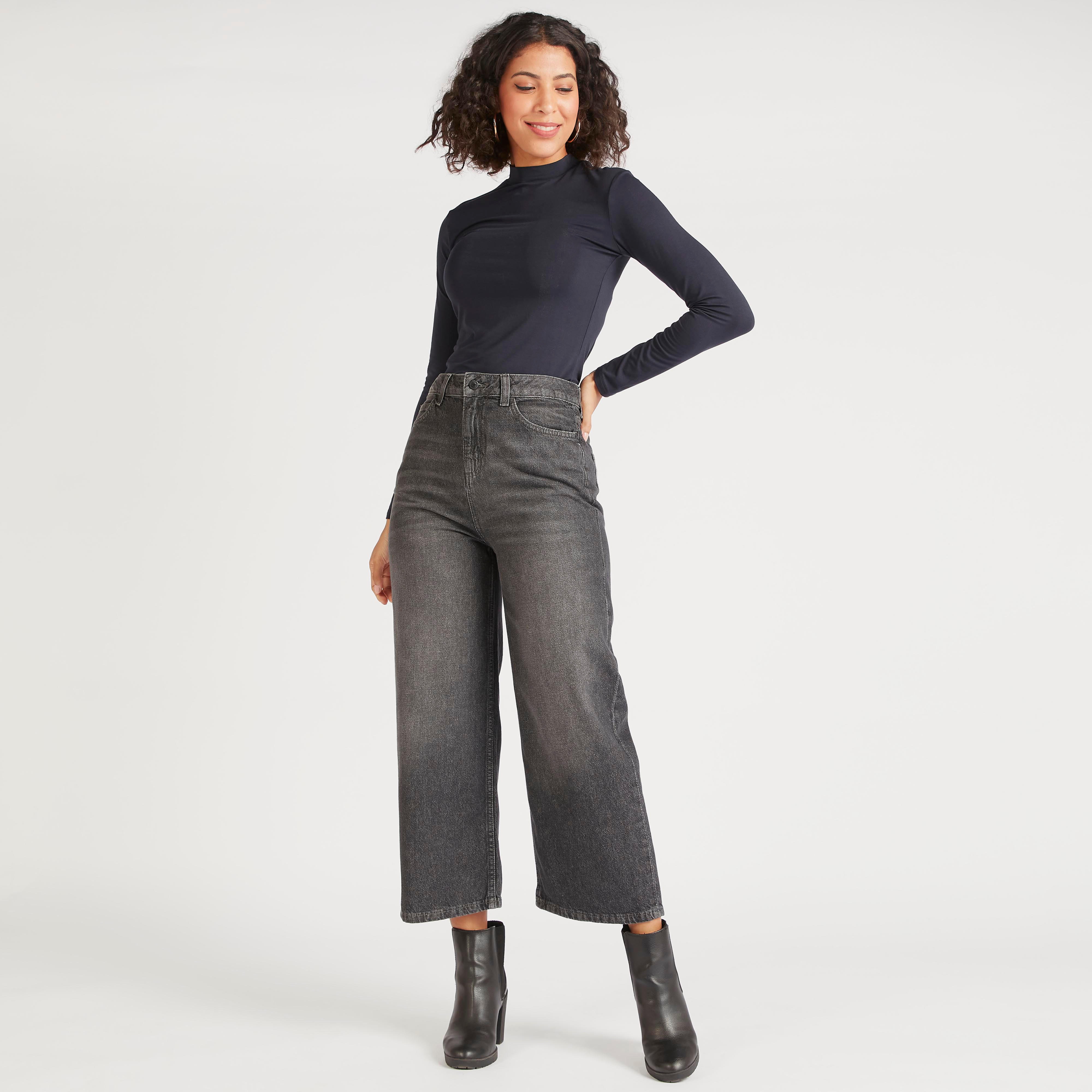 Lee Cooper Solid Straight Fit Denim Jeans with Pockets and Button Closure-women-clothing-bottoms-jeans-image-2