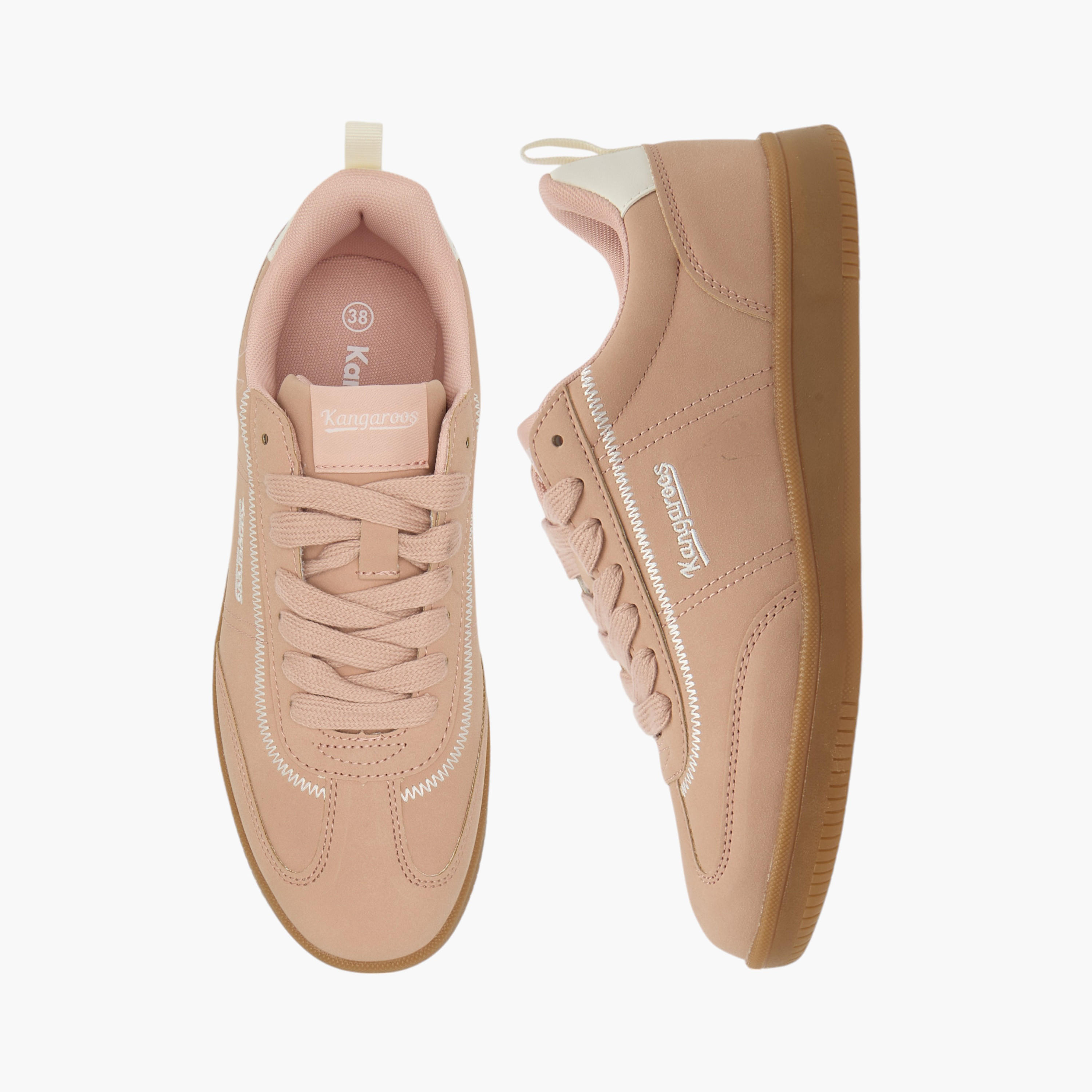 KangaROOS Women's Logo Embroidered Sneakers with Lace-Up Closure-women-shoes-sneakers-image-1