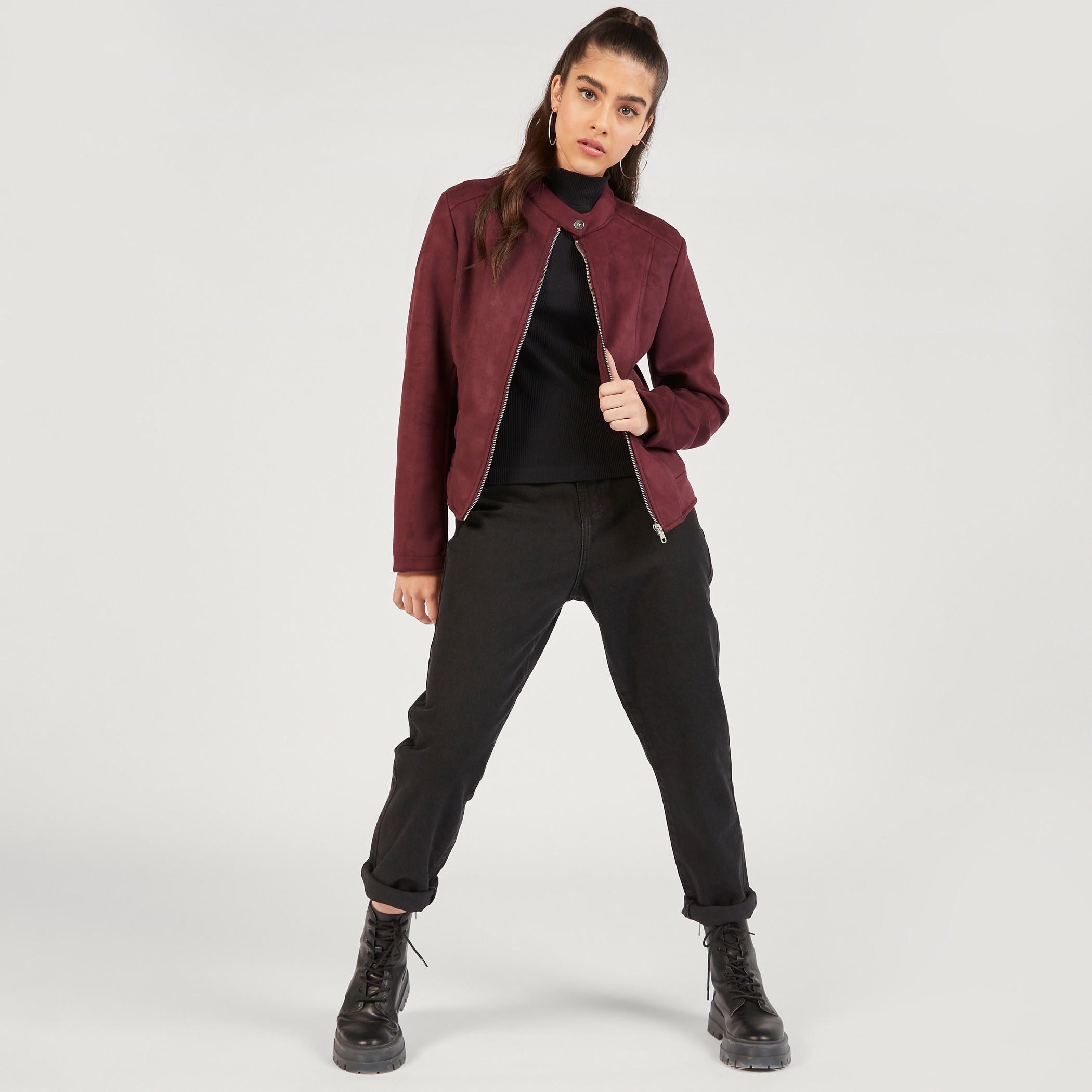 جاكيت بايكر بسحّاب إغلاق وقبّعة وجيوب من لي كوبر-women-winterwear-coatsandjackets-jackets-image-9