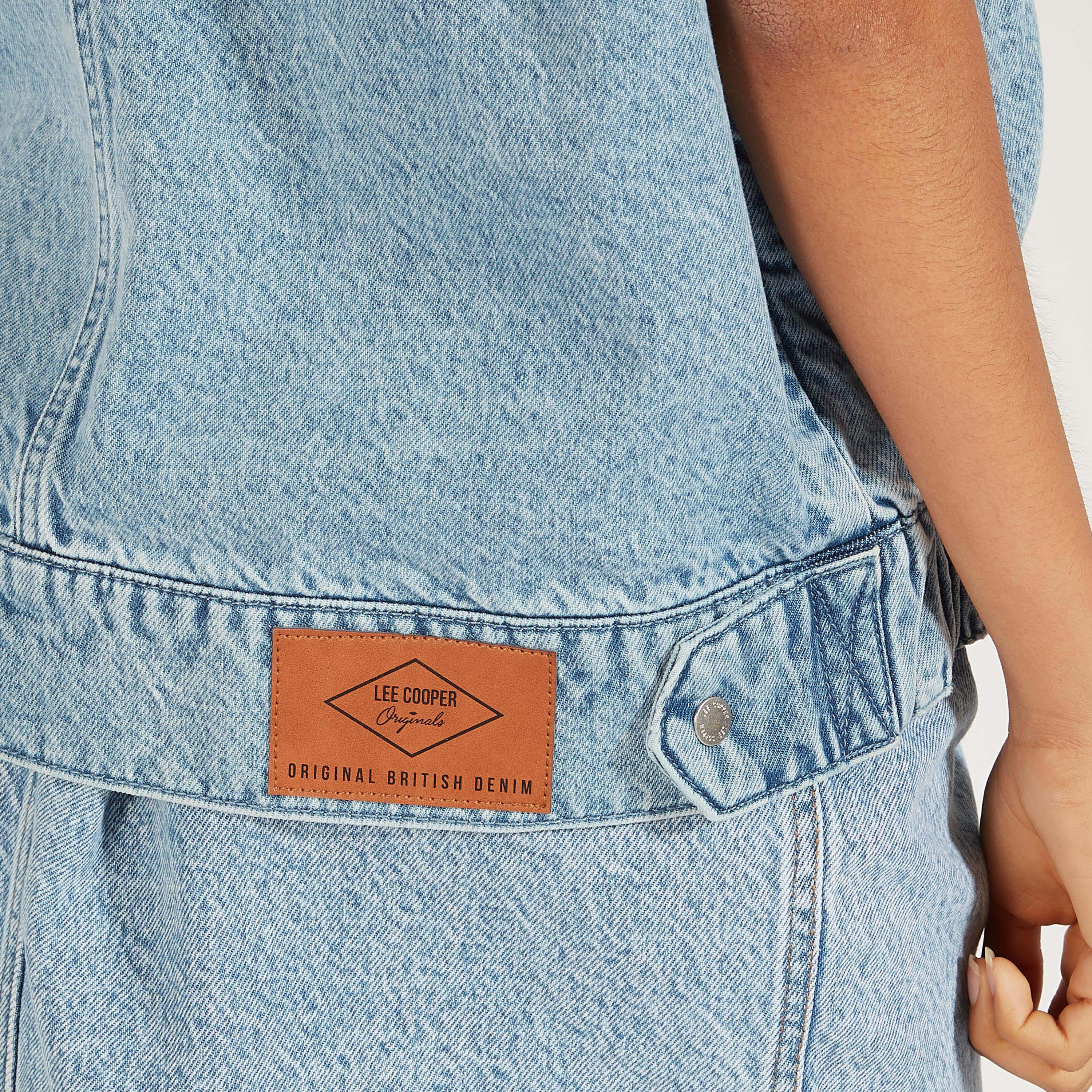 Lee Cooper Sleeveless Denim Jacket with Pockets and Button Closure-women-winterwear-coatsandjackets-jackets-image-12