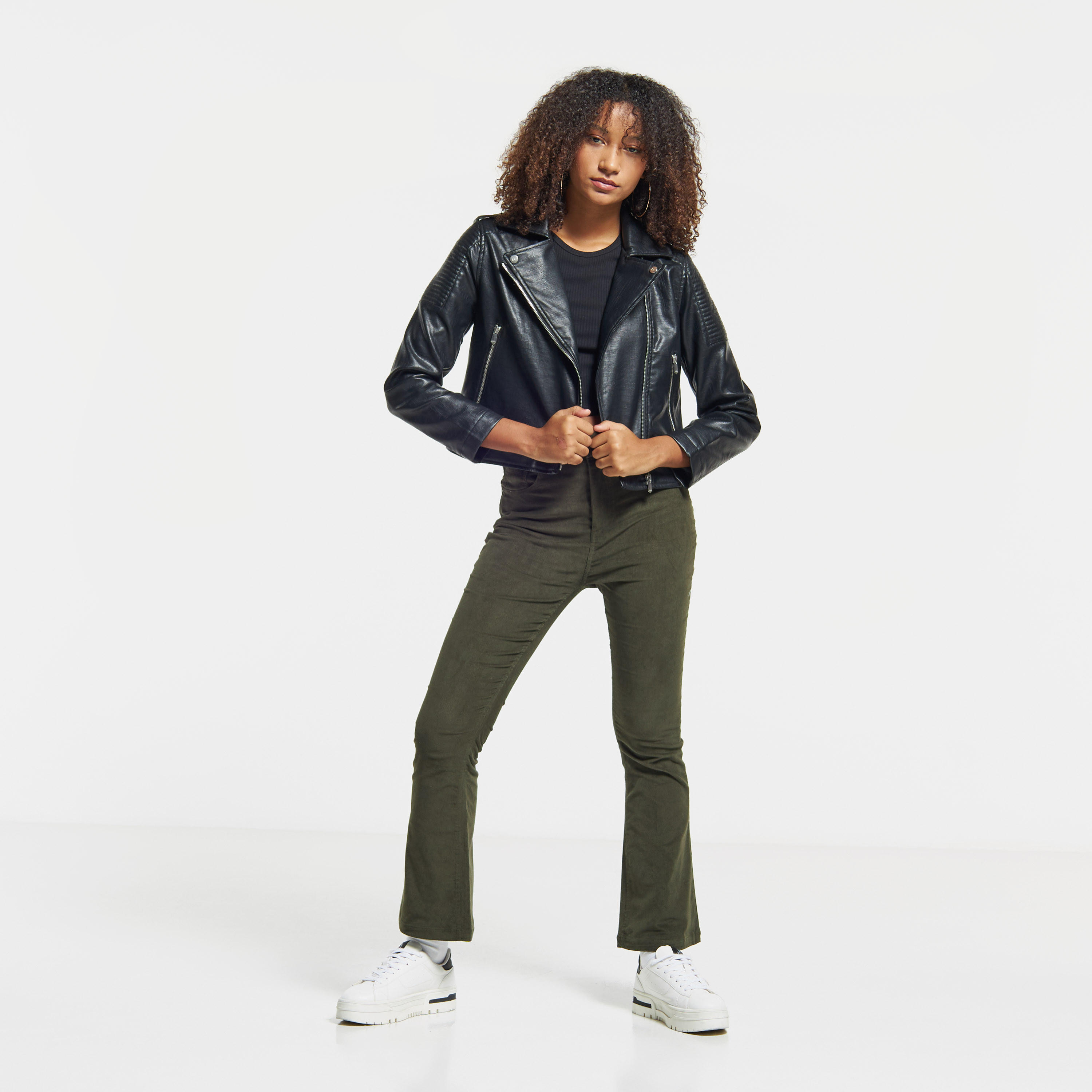 Lee Cooper Solid Biker Jacket with Pockets and Zip Closure-women-winterwear-coatsandjackets-jackets-image-2