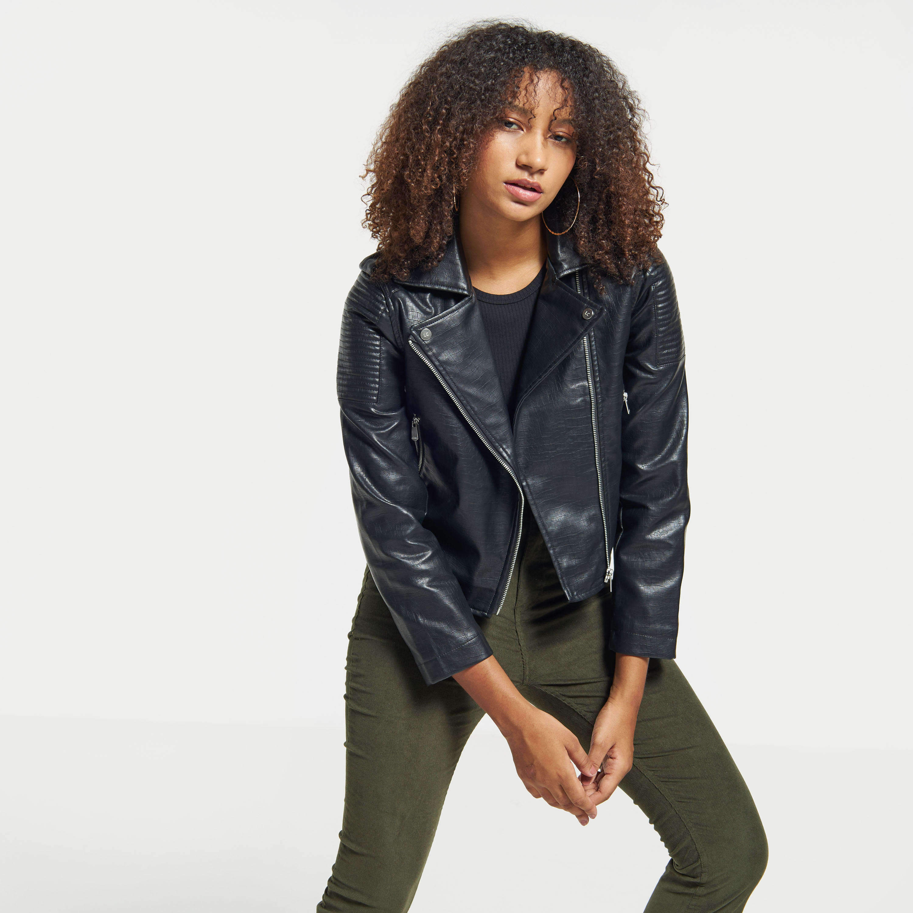 Lee Cooper Solid Biker Jacket with Pockets and Zip Closure-women-winterwear-coatsandjackets-jackets-image-5