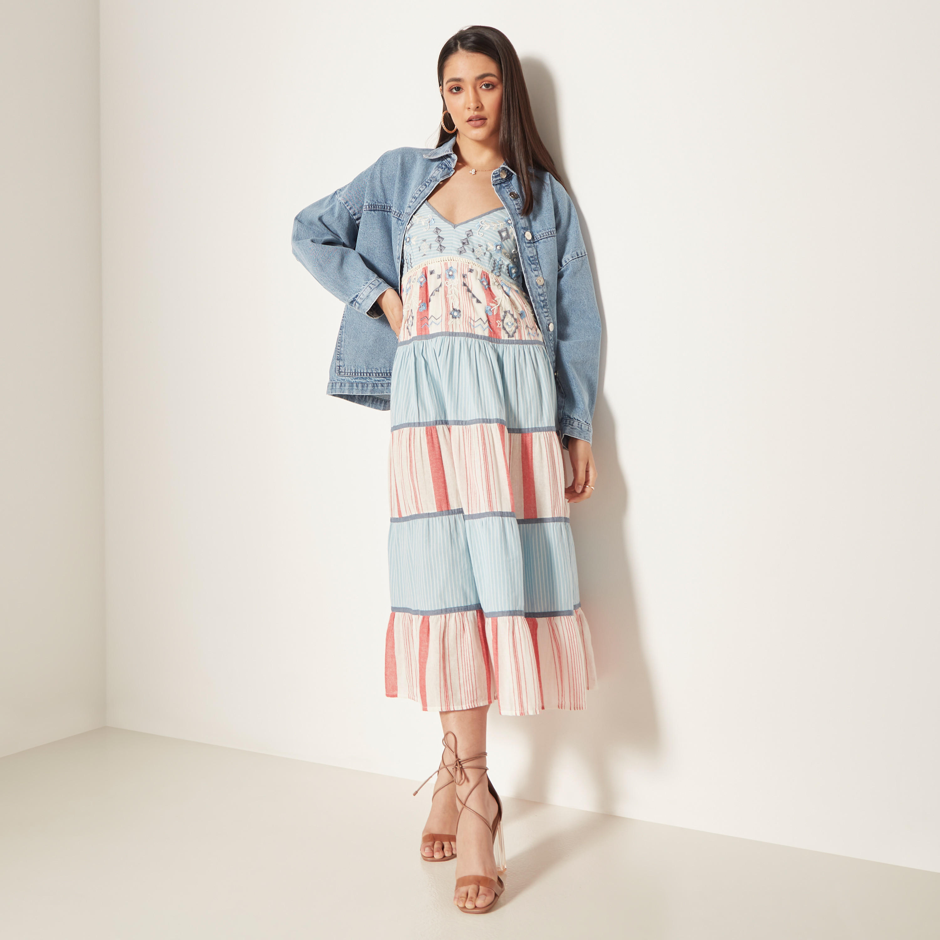 Lee Cooper Embroidered Sleeveless Midi Dress-women-clothing-dresses-image-1