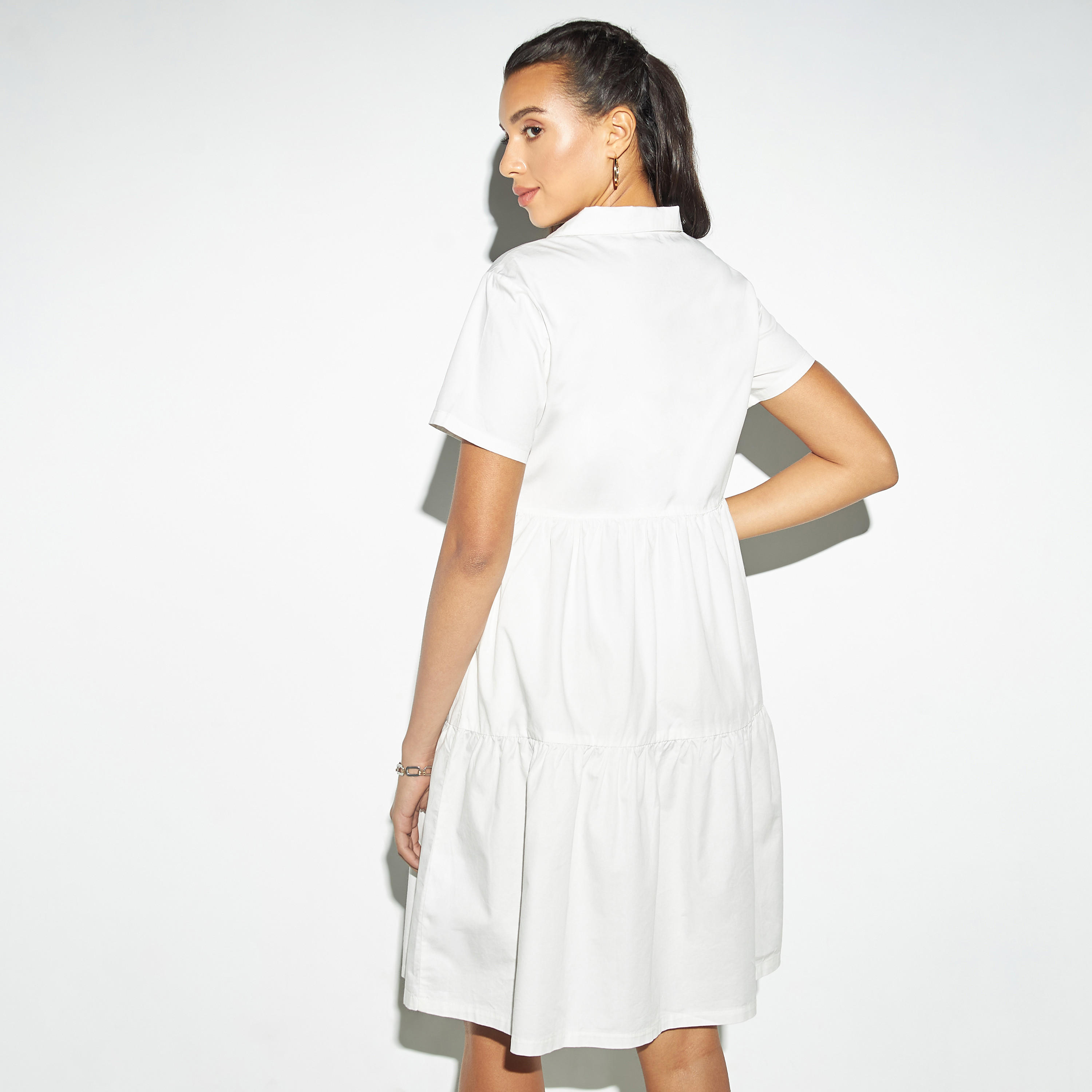 فستان قميص متعدد الطبقات سادة وبسحاب إغلاق من لي كوبر-women-clothing-dresses-image-3