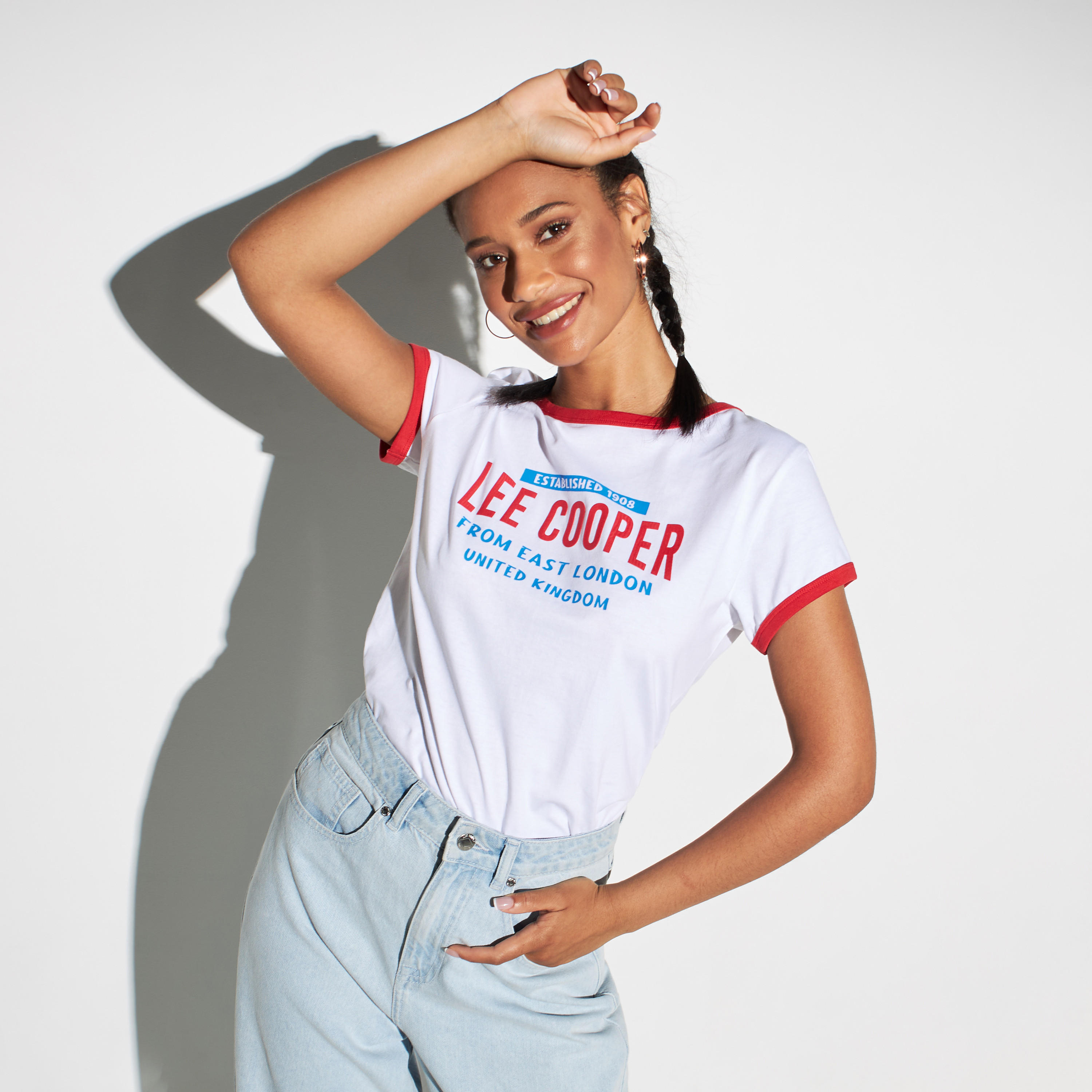 Lee Cooper Logo Print Round Neck T-shirt with Short Sleeves-women-clothing-tshirts-image-1