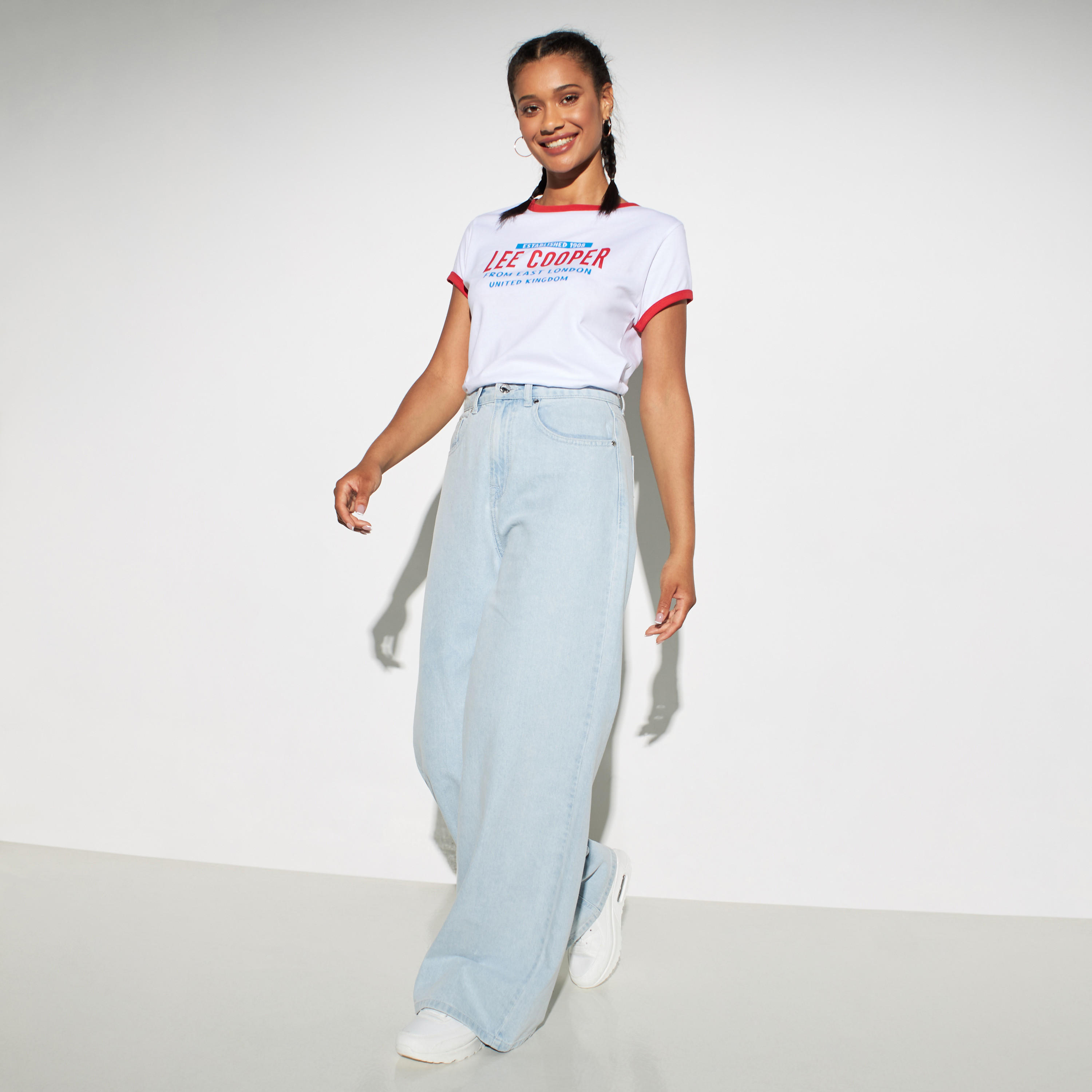 Lee Cooper Logo Print Round Neck T-shirt with Short Sleeves-women-clothing-tshirts-image-2
