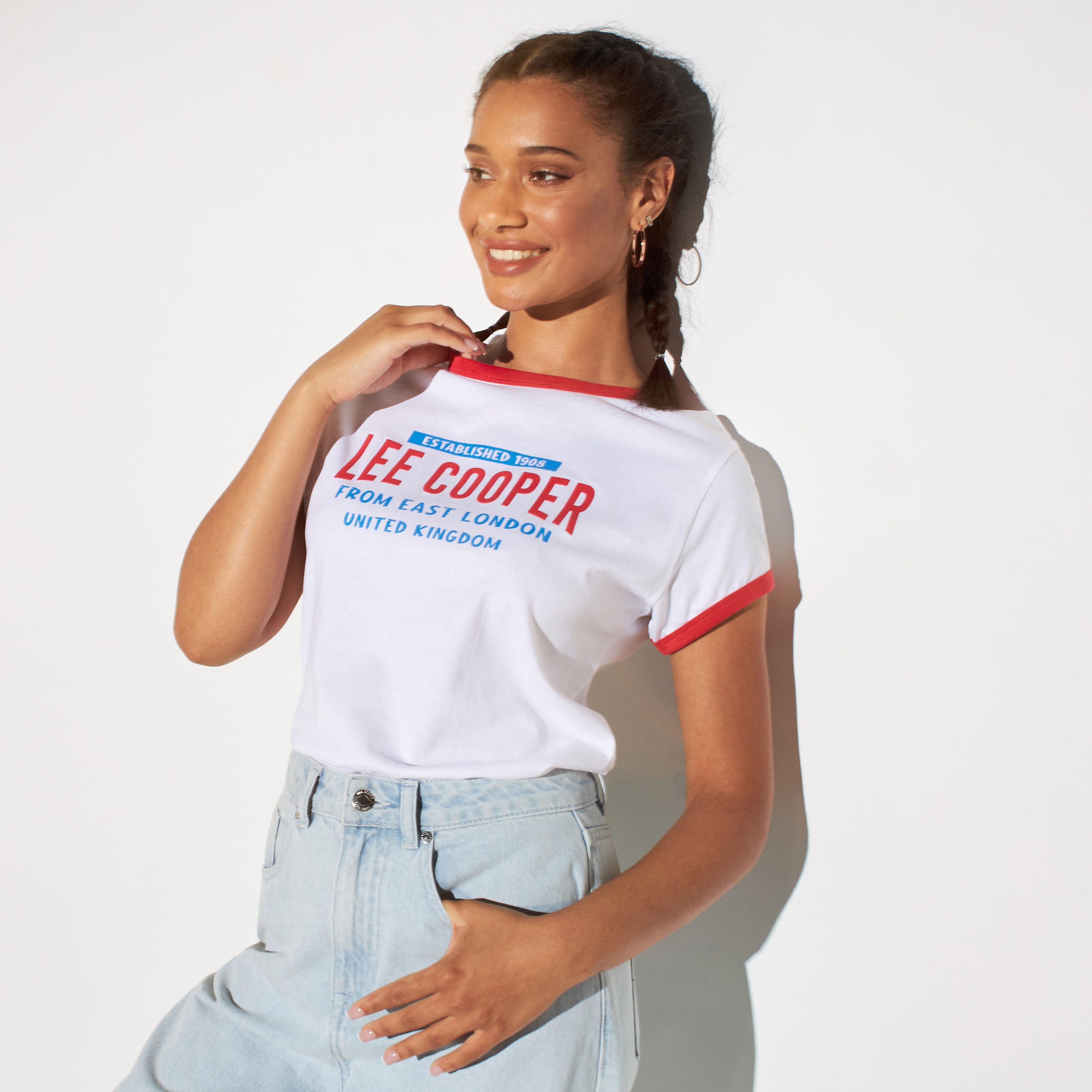 Lee Cooper Logo Print Round Neck T-shirt with Short Sleeves-women-clothing-tshirts-image-5