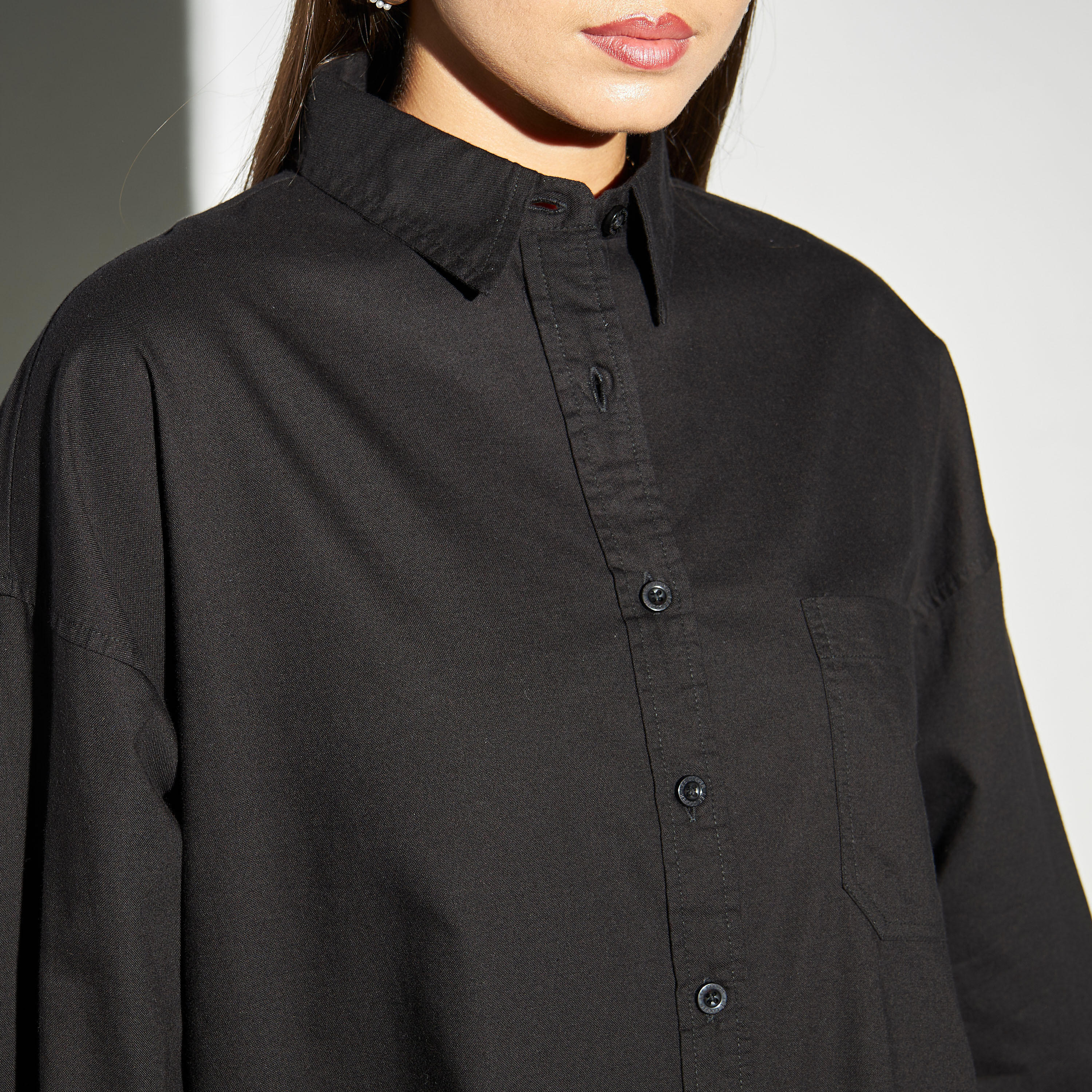 Lee Cooper Longline High Low Oxford Cotton Shirt with Pocket-women-clothing-shirtsandblouses-shirts-image-4