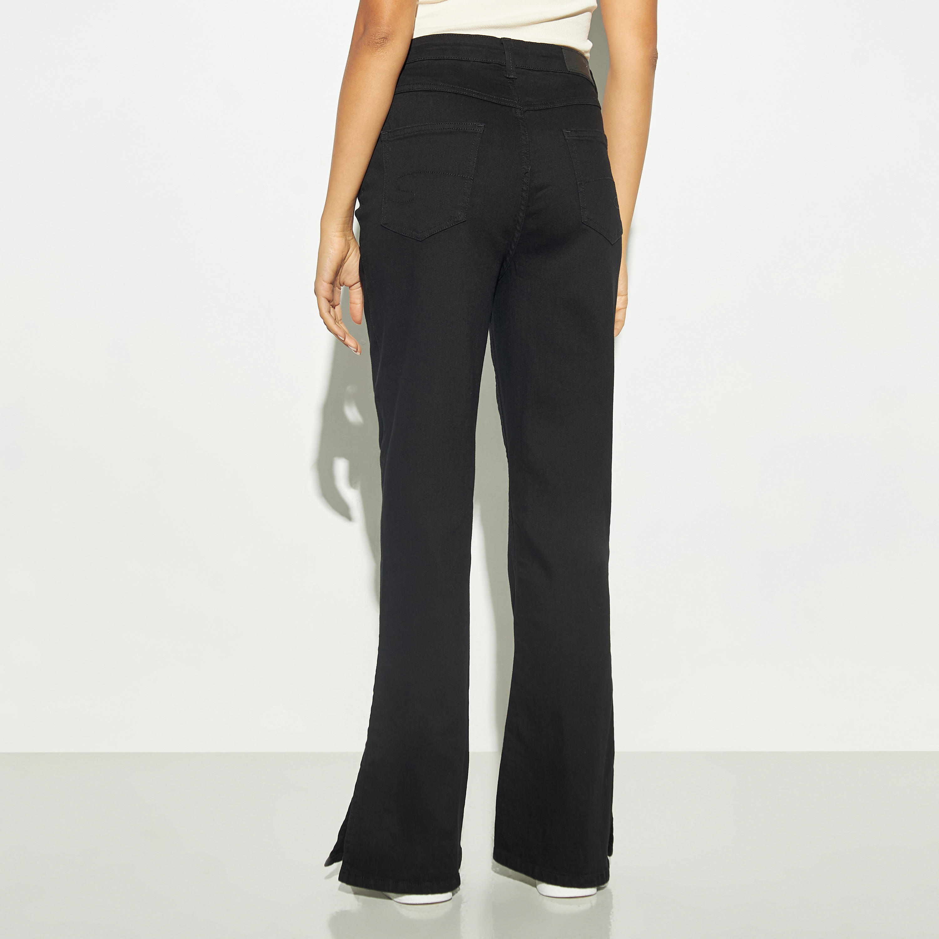 Lee Cooper Solid Flare Leg Jeans with Slits and Pockets-women-clothing-bottoms-jeans-image-3