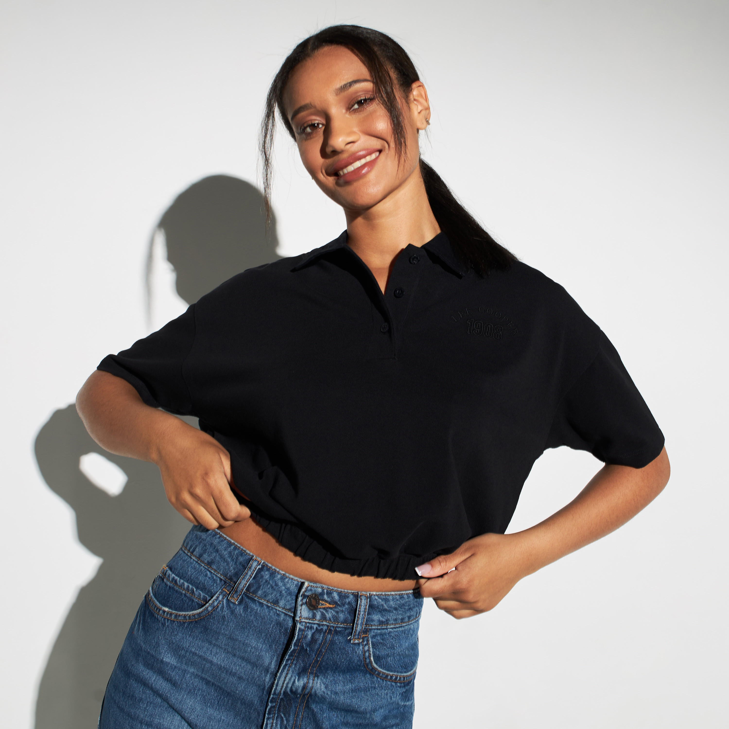 تيشيرت بولو بيكيه قصير بشعار لي كوبر-women-clothing-tshirts-image-1