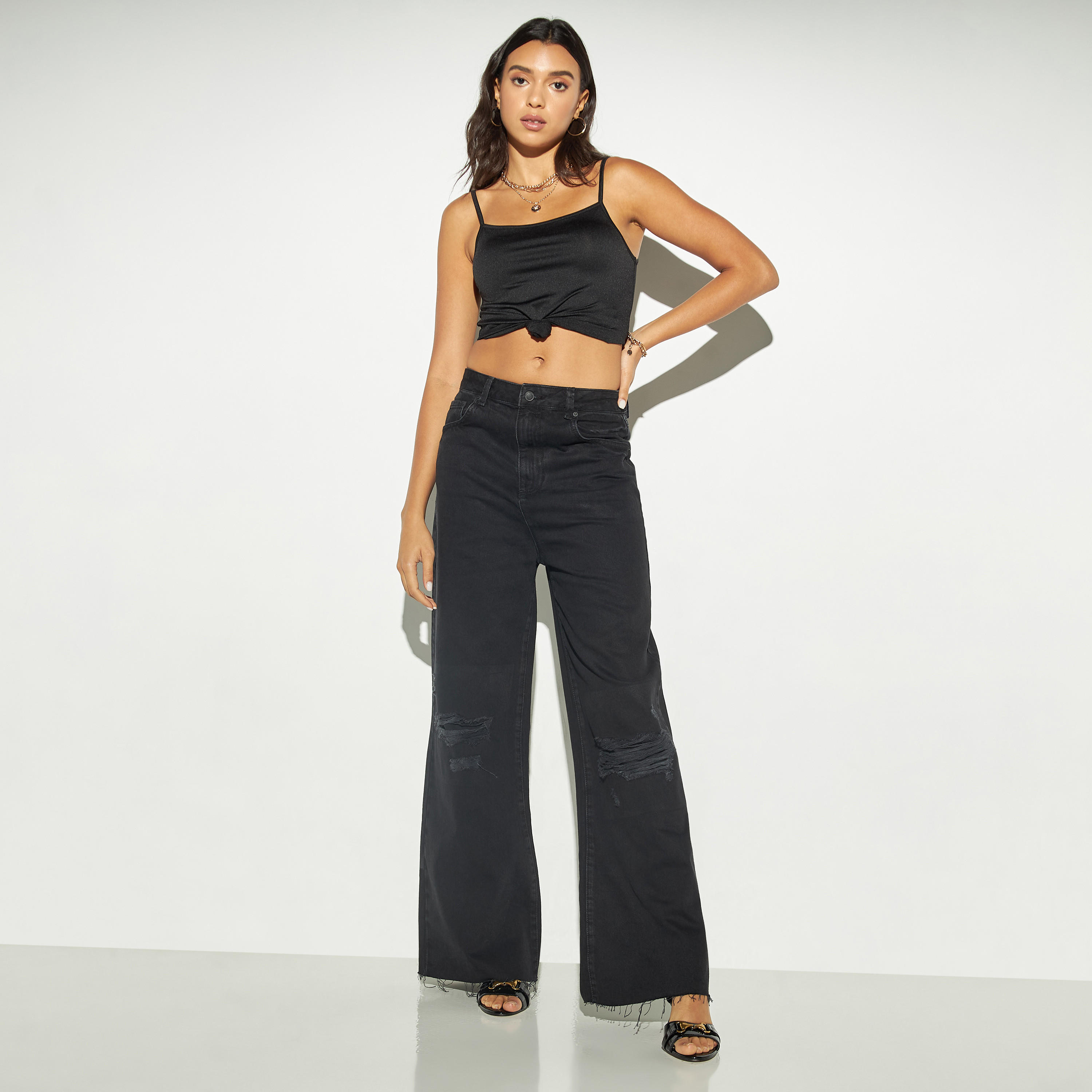 بنطلون جينز واسع الساقين جاكارد بجيوب من لي كوبر-women-clothing-bottoms-jeans-image-2