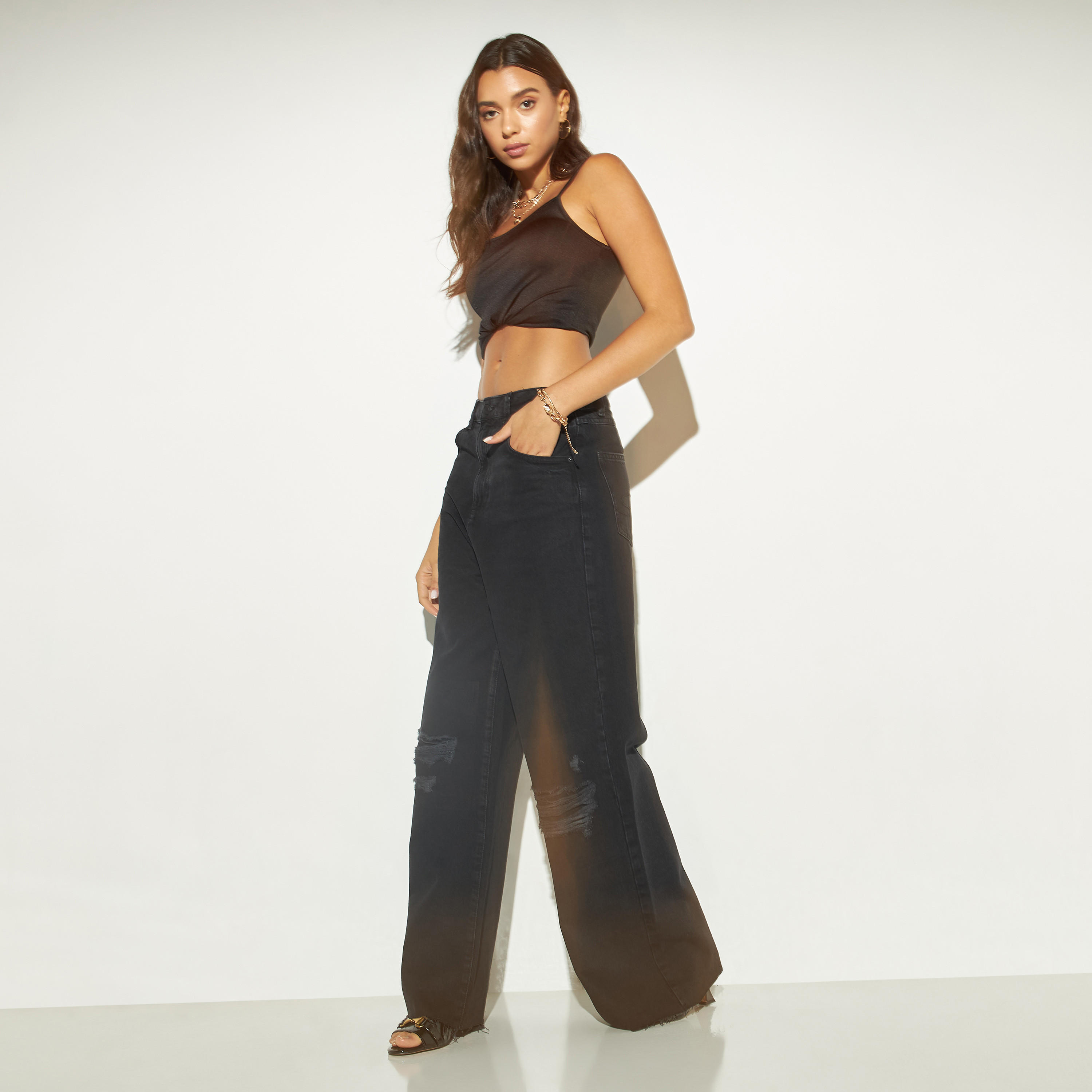 بنطلون جينز واسع الساقين جاكارد بجيوب من لي كوبر-women-clothing-bottoms-jeans-image-6