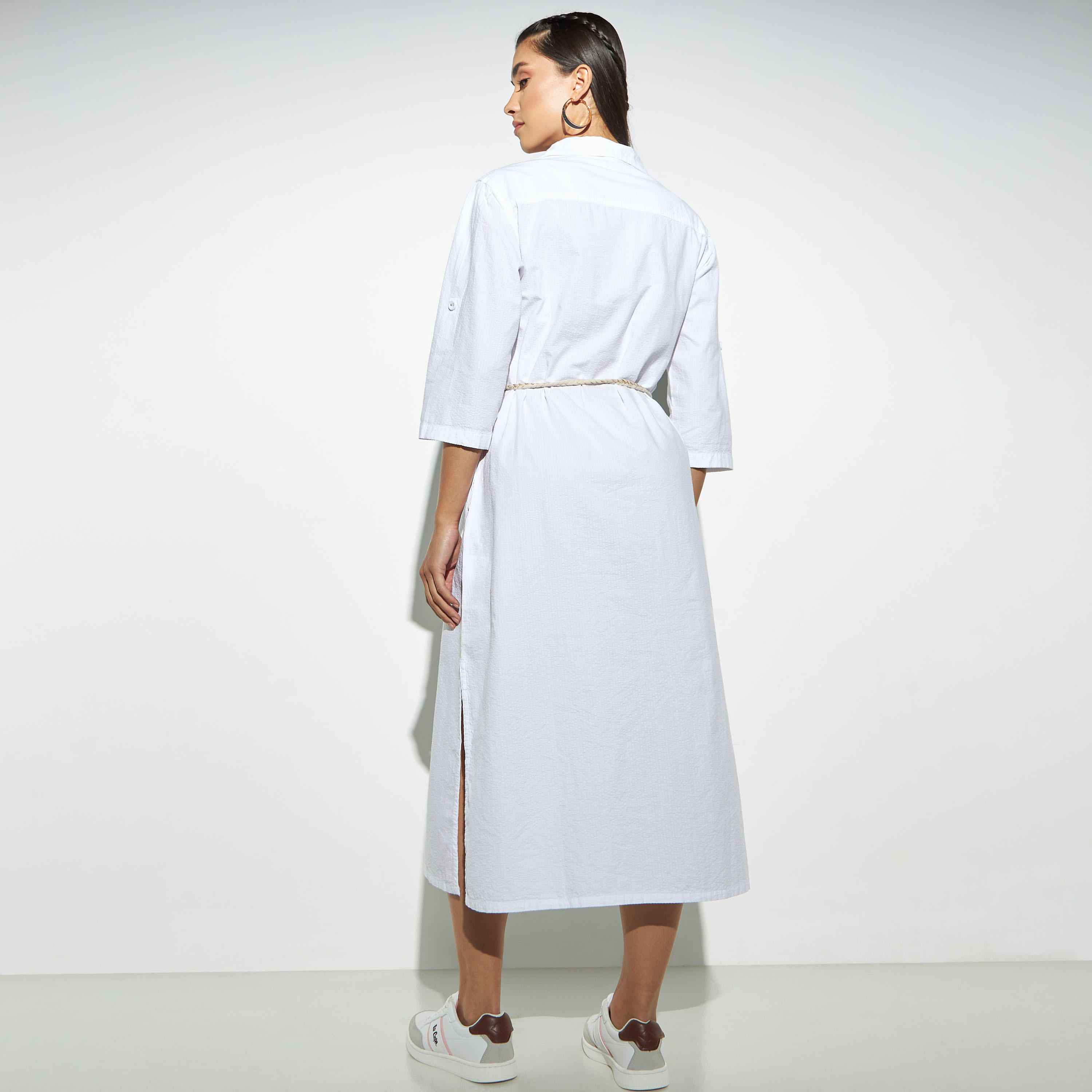 Lee Cooper Button Through Solid Denim Shirt Dress with Pockets-women-clothing-dresses-image-3