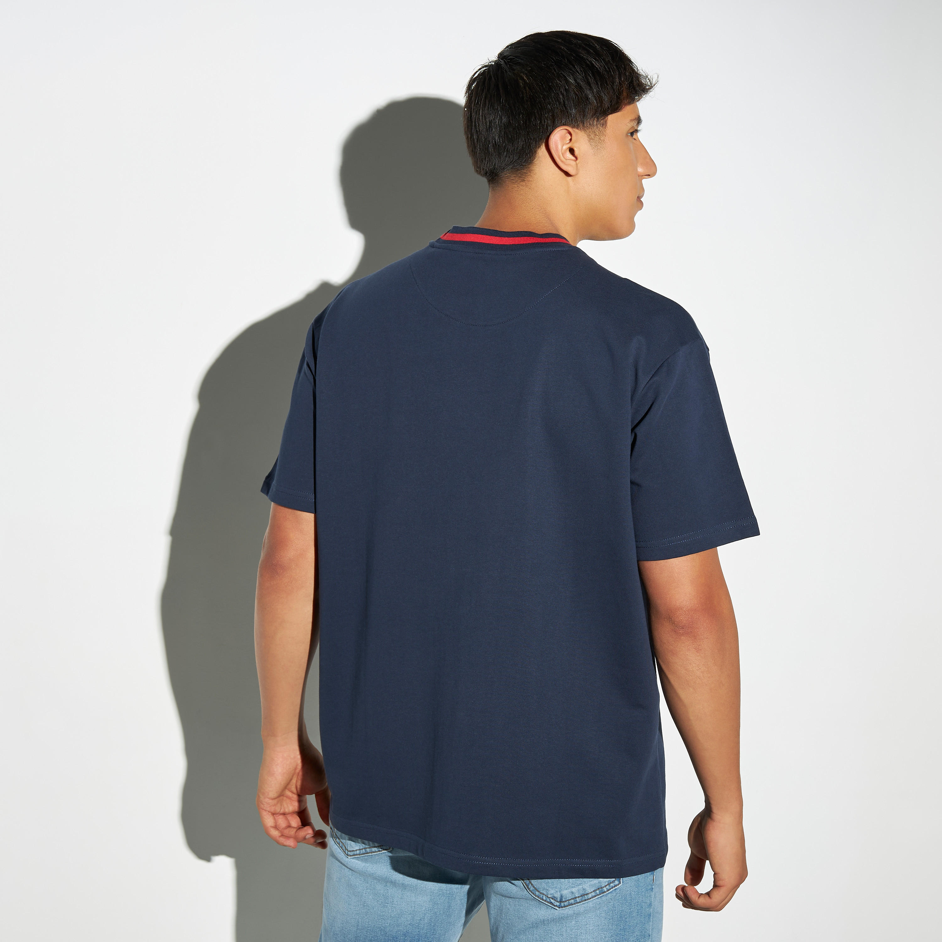 Lee Cooper Logo Print T-shirt with Short Sleeves-men-clothing-tshirtsandpolos-tshirts-image-3