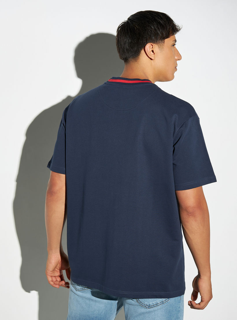 Lee Cooper Logo Print T-shirt with Short Sleeves-men-clothing-tshirtsandpolos-tshirts-image-3
