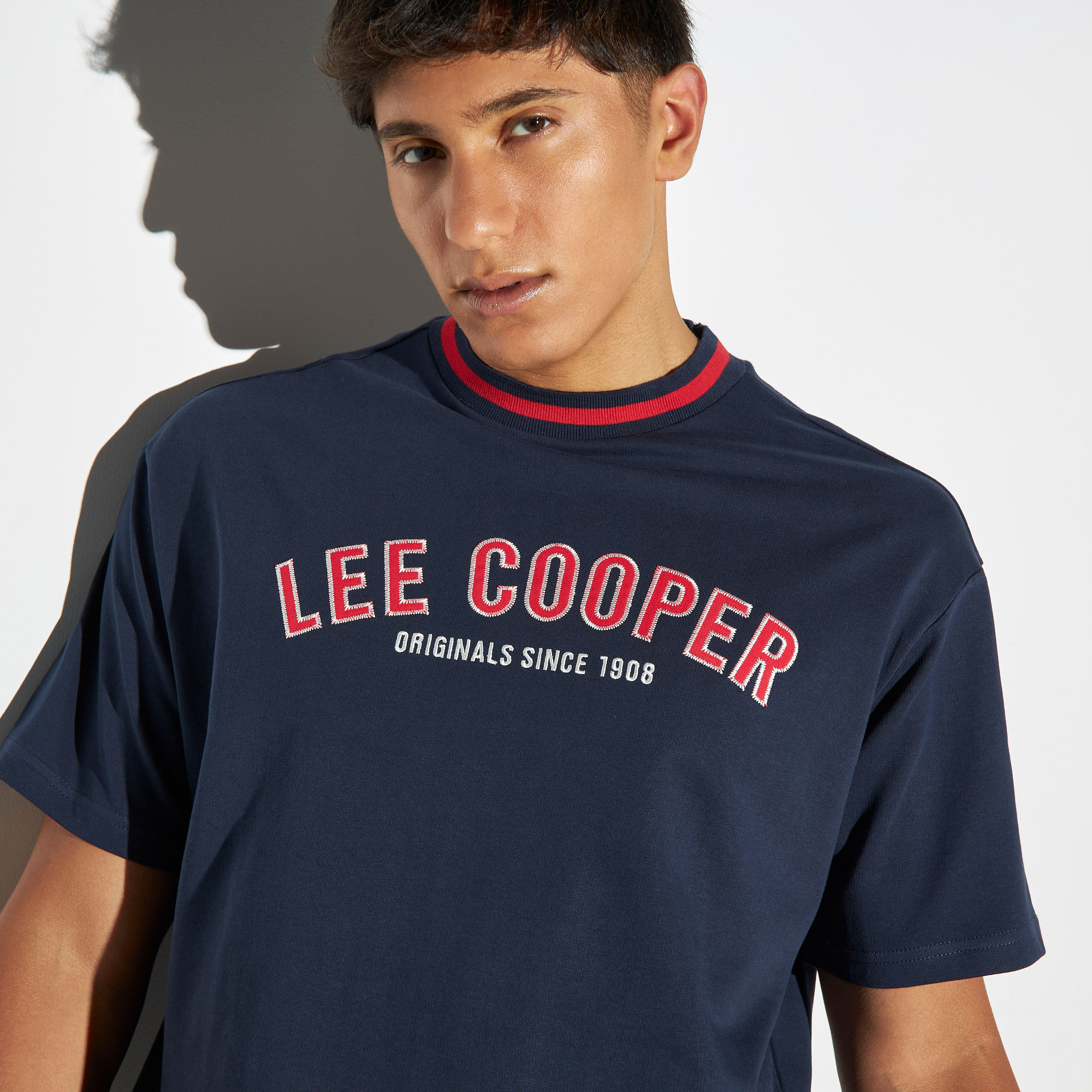 Lee Cooper Logo Print T-shirt with Short Sleeves-men-clothing-tshirtsandpolos-tshirts-image-4