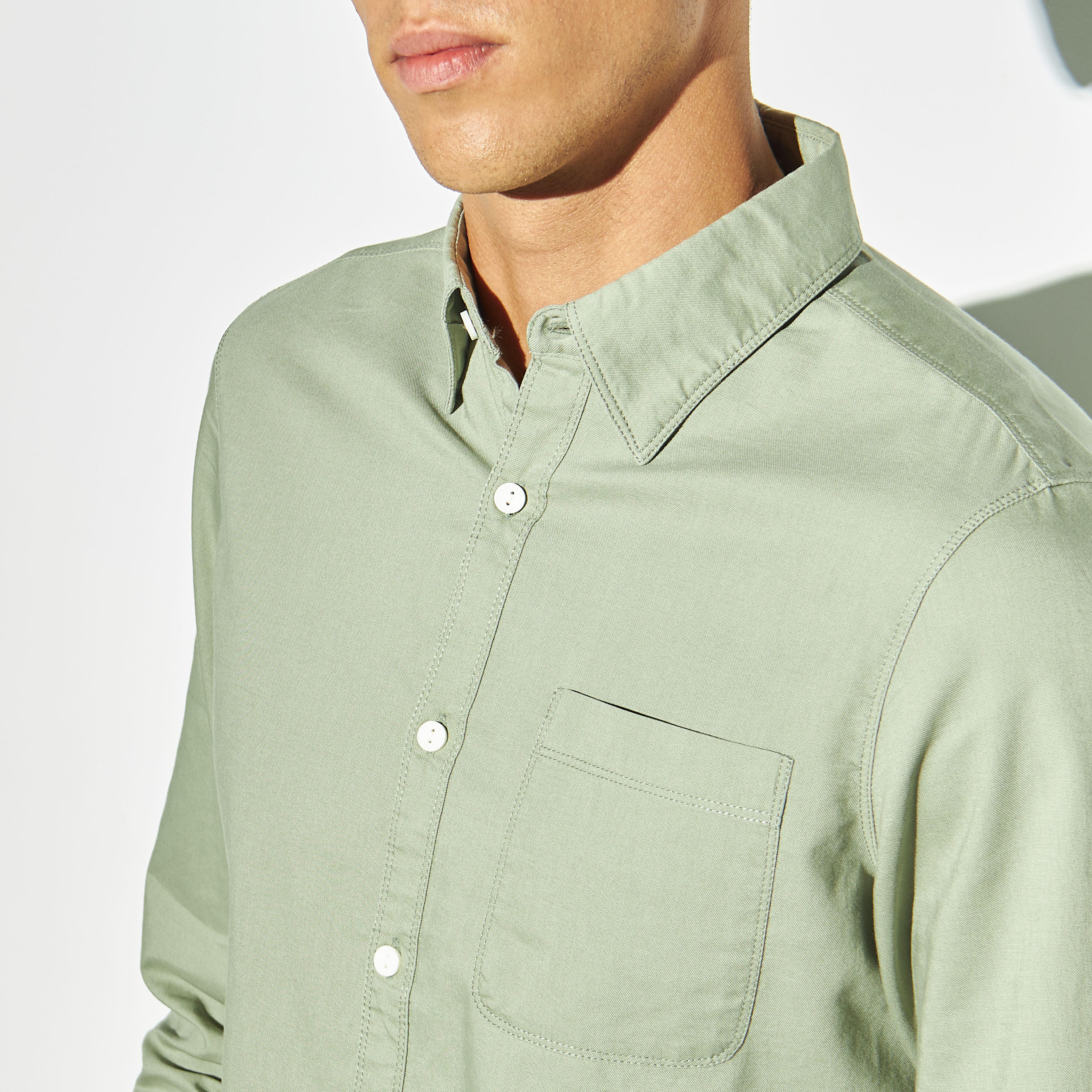 قميص أكسفورد سادة بأكمام طويلة وجيب من لي كوبر-men-clothing-shirts-image-4