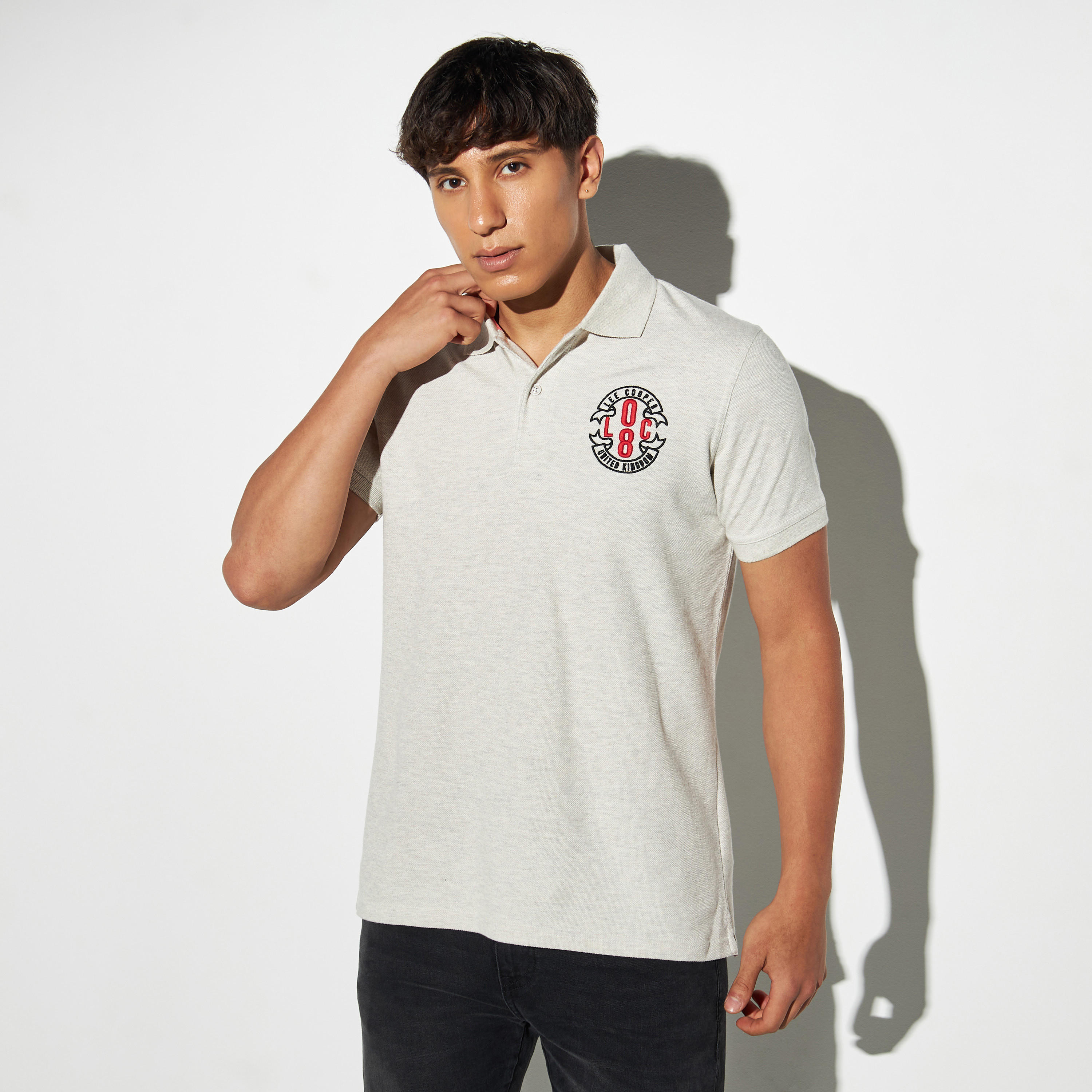 Lee Cooper Embroidered Polo T-shirt with Short Sleeves-men-clothing-tshirtsandpolos-polos-image-1