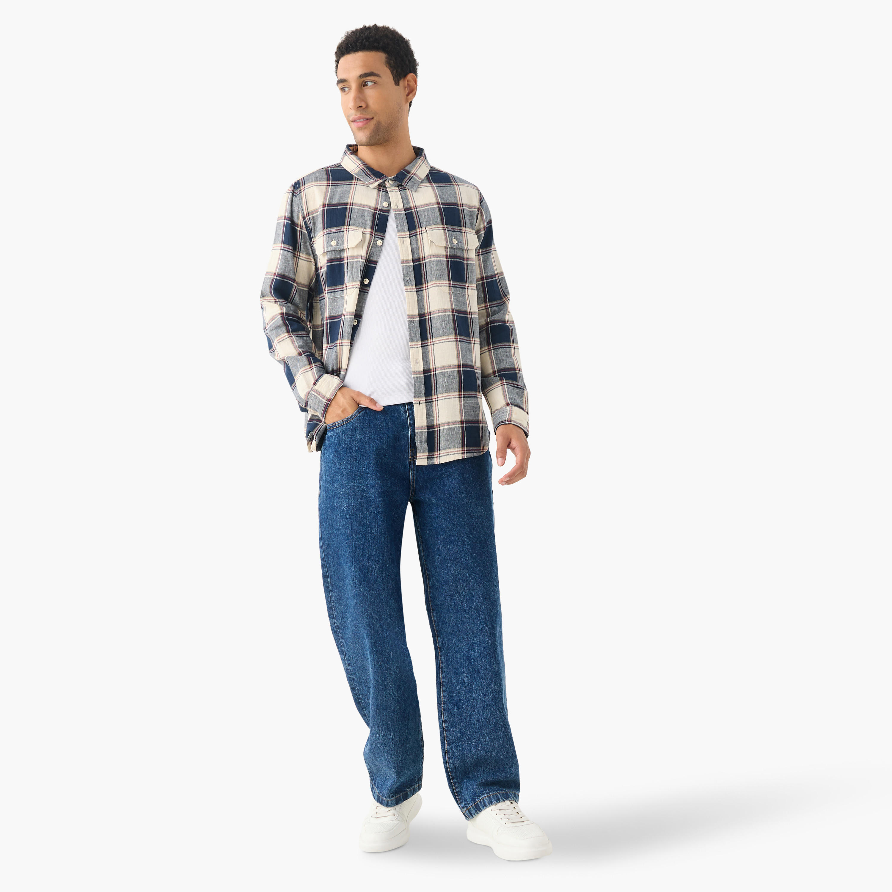 قميص كاروهات بجيوب وأكمام طويلة من لي كوبر-men-clothing-shirts-image-7
