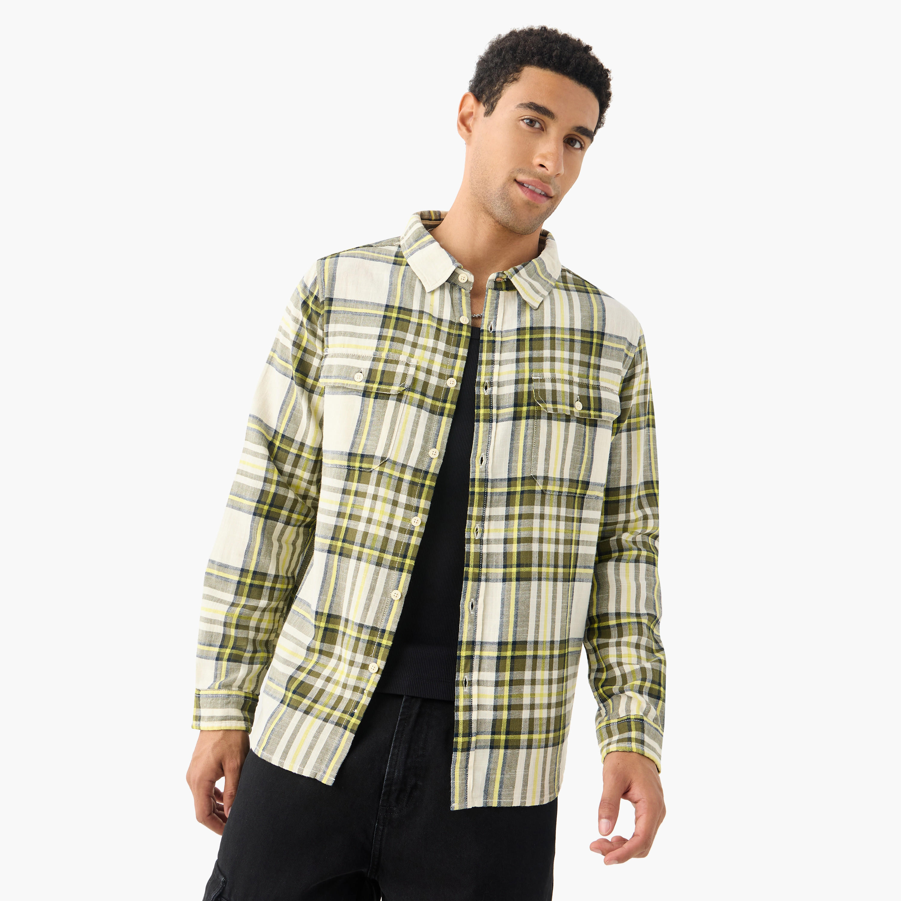 قميص كاروهات بجيوب وأكمام طويلة من لي كوبر-men-clothing-shirts-image-11