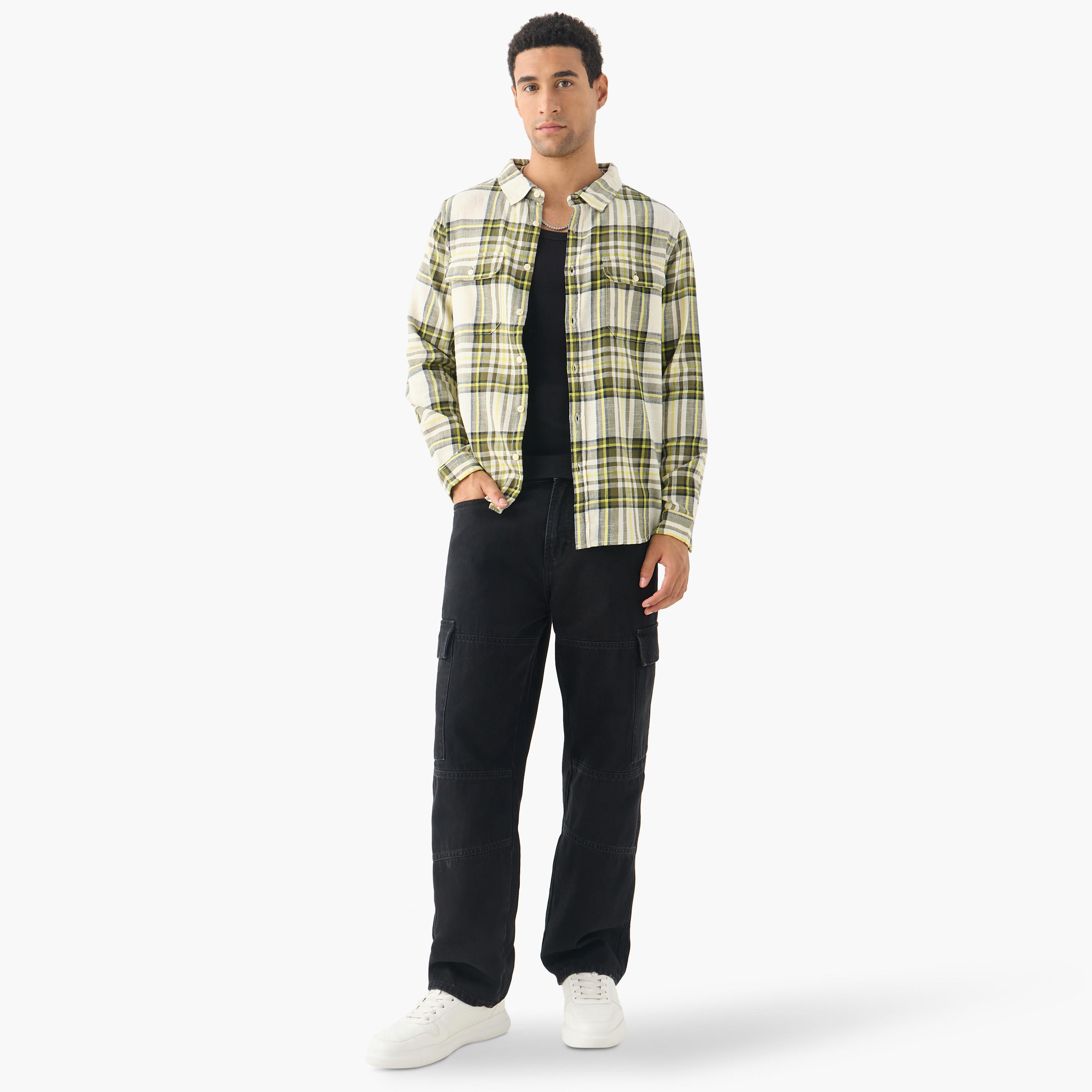 قميص كاروهات بجيوب وأكمام طويلة من لي كوبر-men-clothing-shirts-image-12