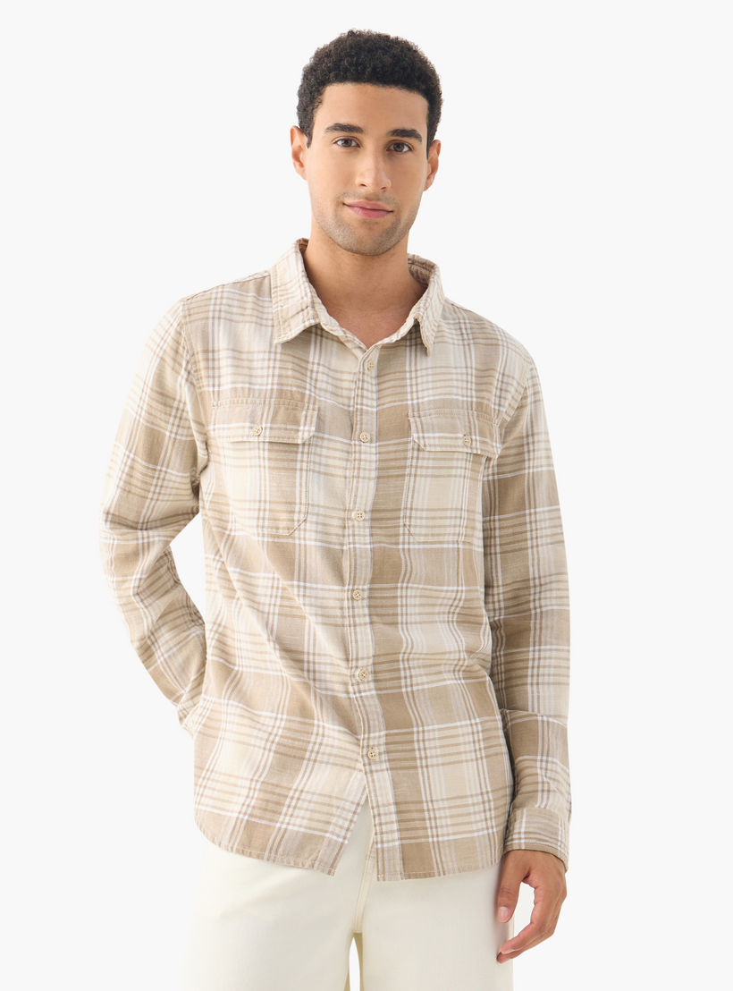 Lee Cooper Checked Shirt with Pockets and Long Sleeves-men-clothing-shirts-image-1